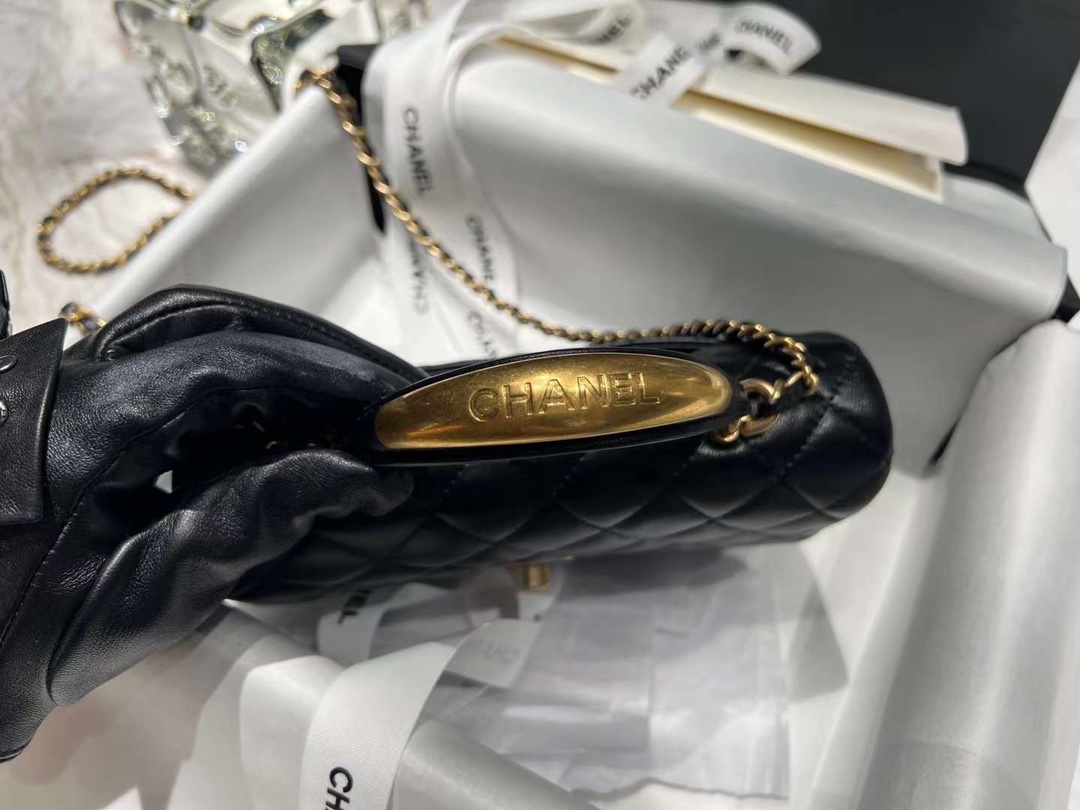 【P1880】Chanel Mini Cf手柄款 香奈儿22年新款羊皮菱格手提斜挎女包20CM