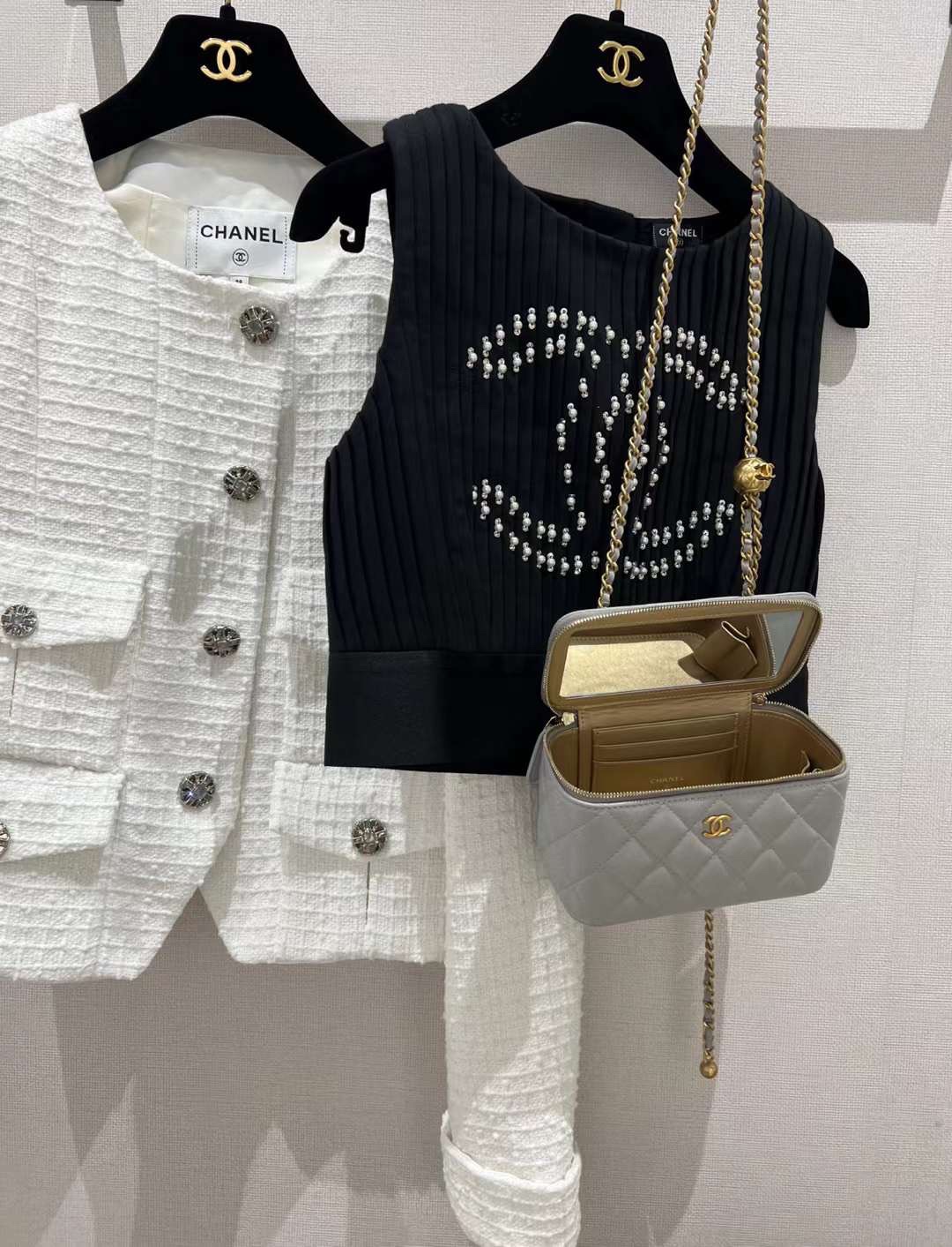 【P1170】一件代发 Chanel香奈儿灰色羊皮升级版金球调节链条单肩斜挎盒子包大号