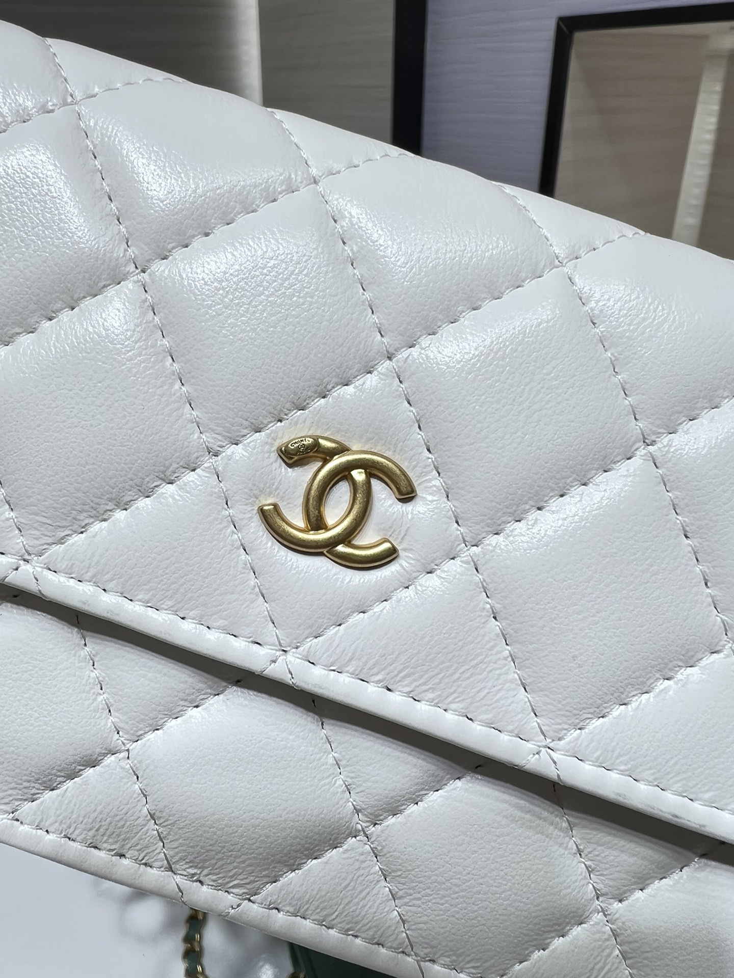 【P1170】一件代发 Chanel香奈儿新款白色羊皮调节链条斜挎手机包女包