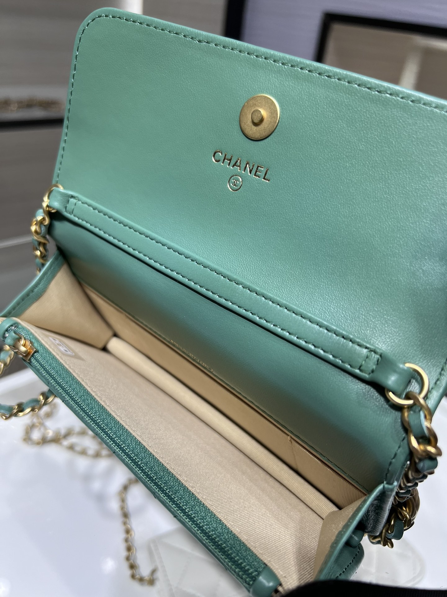 【P1170】Chanel女包价格 香奈儿22年新款菱格羊皮调节链条单肩斜挎包 绿色