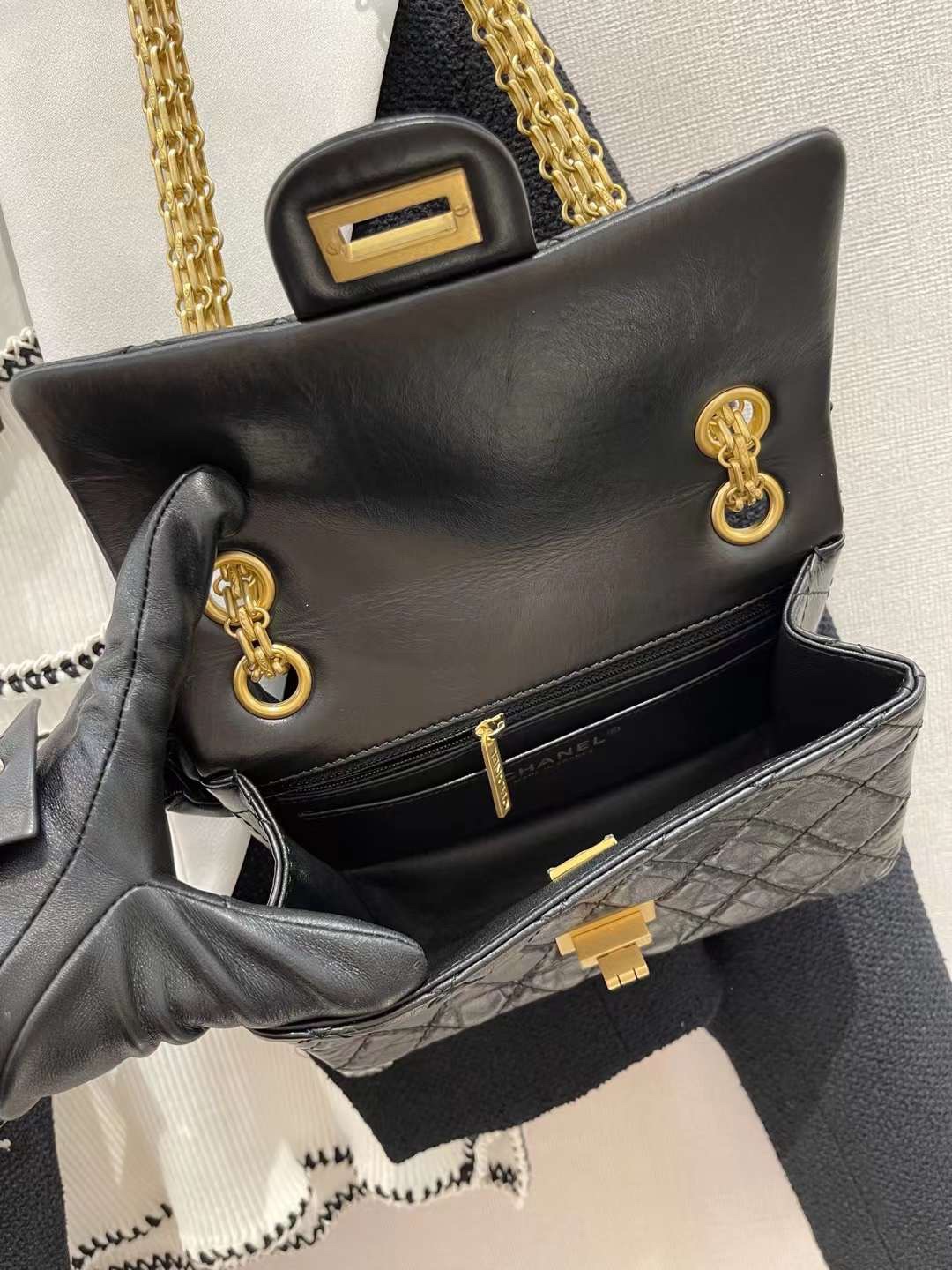 【P2700】香奈儿复刻女包 Chanel 2.55黑色进口牛皮复古五金链条单肩包20CM