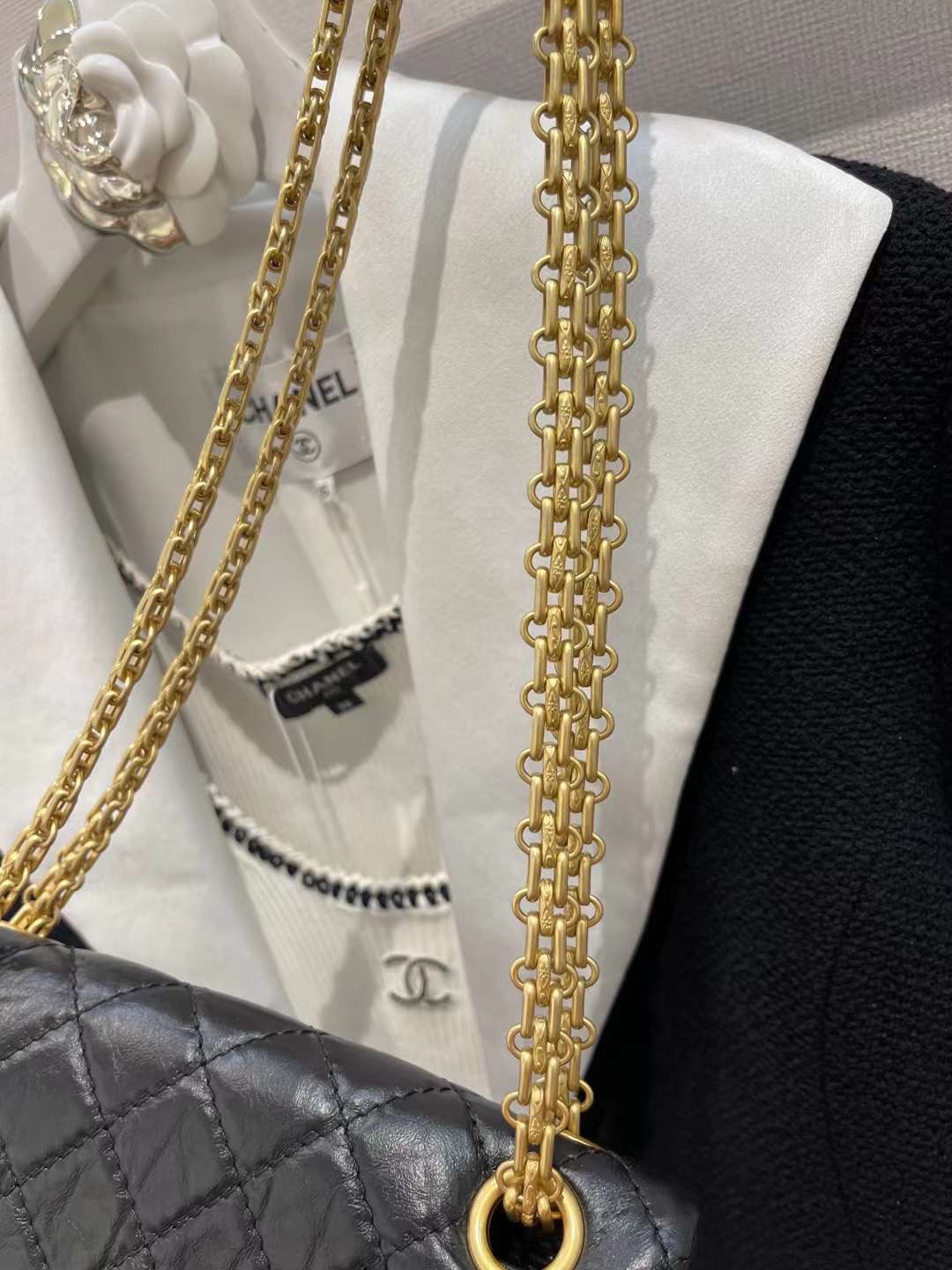【P2700】香奈儿复刻女包 Chanel 2.55黑色进口牛皮复古五金链条单肩包20CM