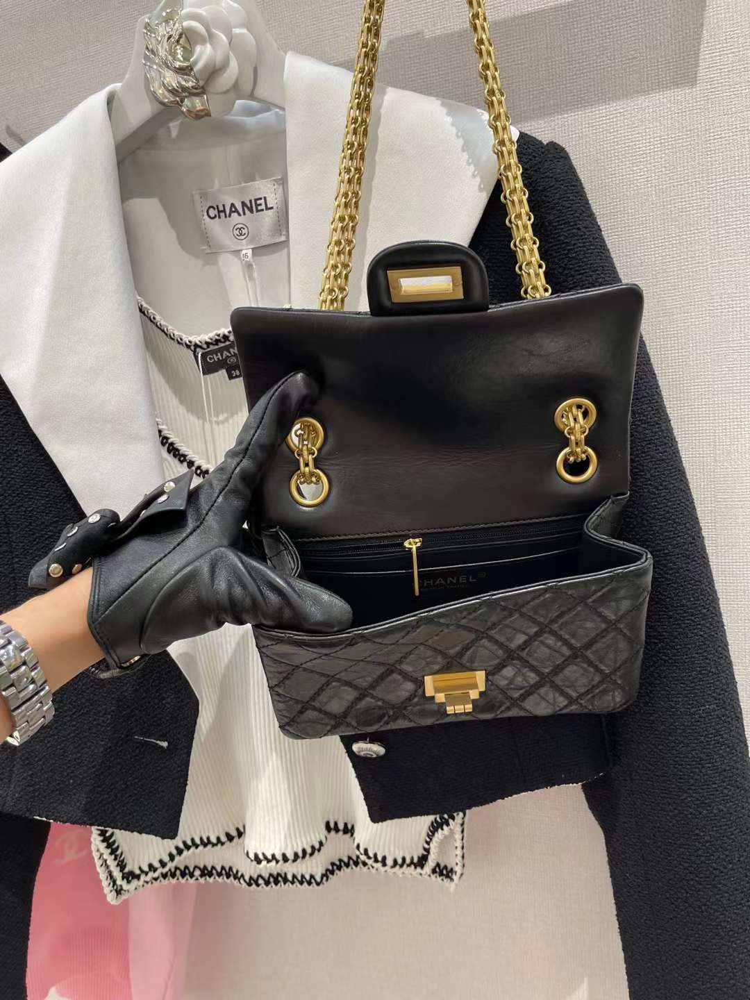 【P2700】香奈儿复刻女包 Chanel 2.55黑色进口牛皮复古五金链条单肩包20CM