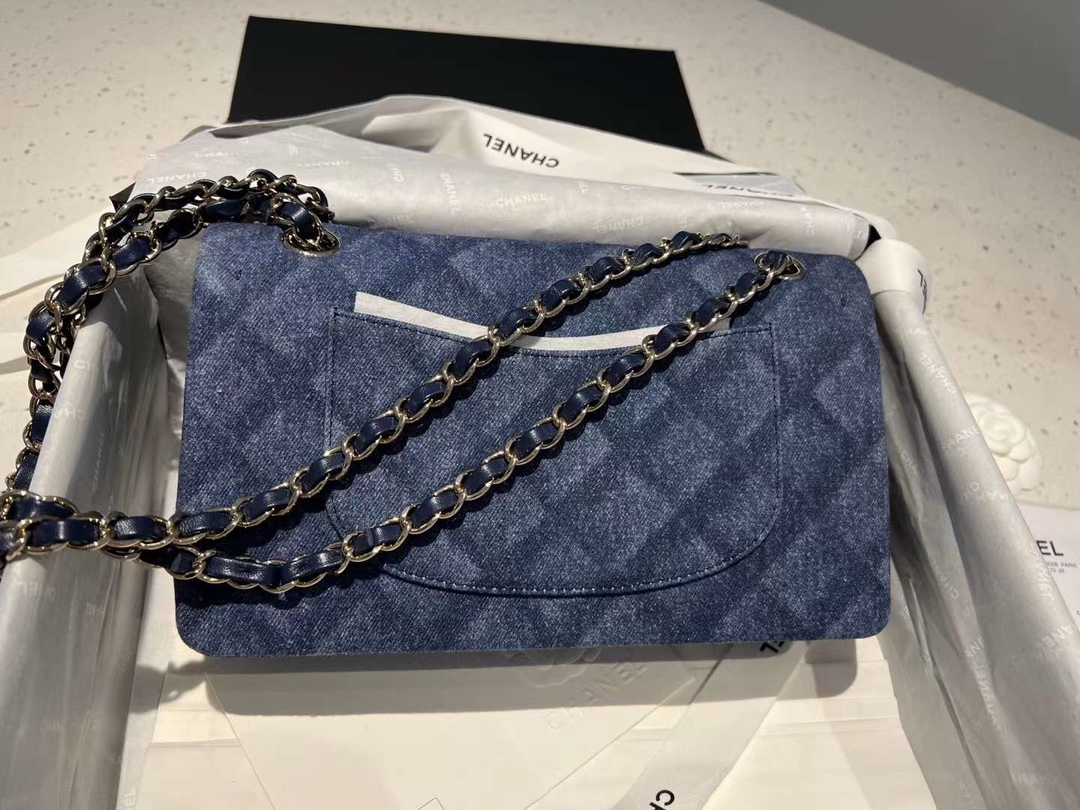 【P2180】Chanel CF25CM 香奈儿牛仔复古风链条单肩斜挎包 淡金色五金