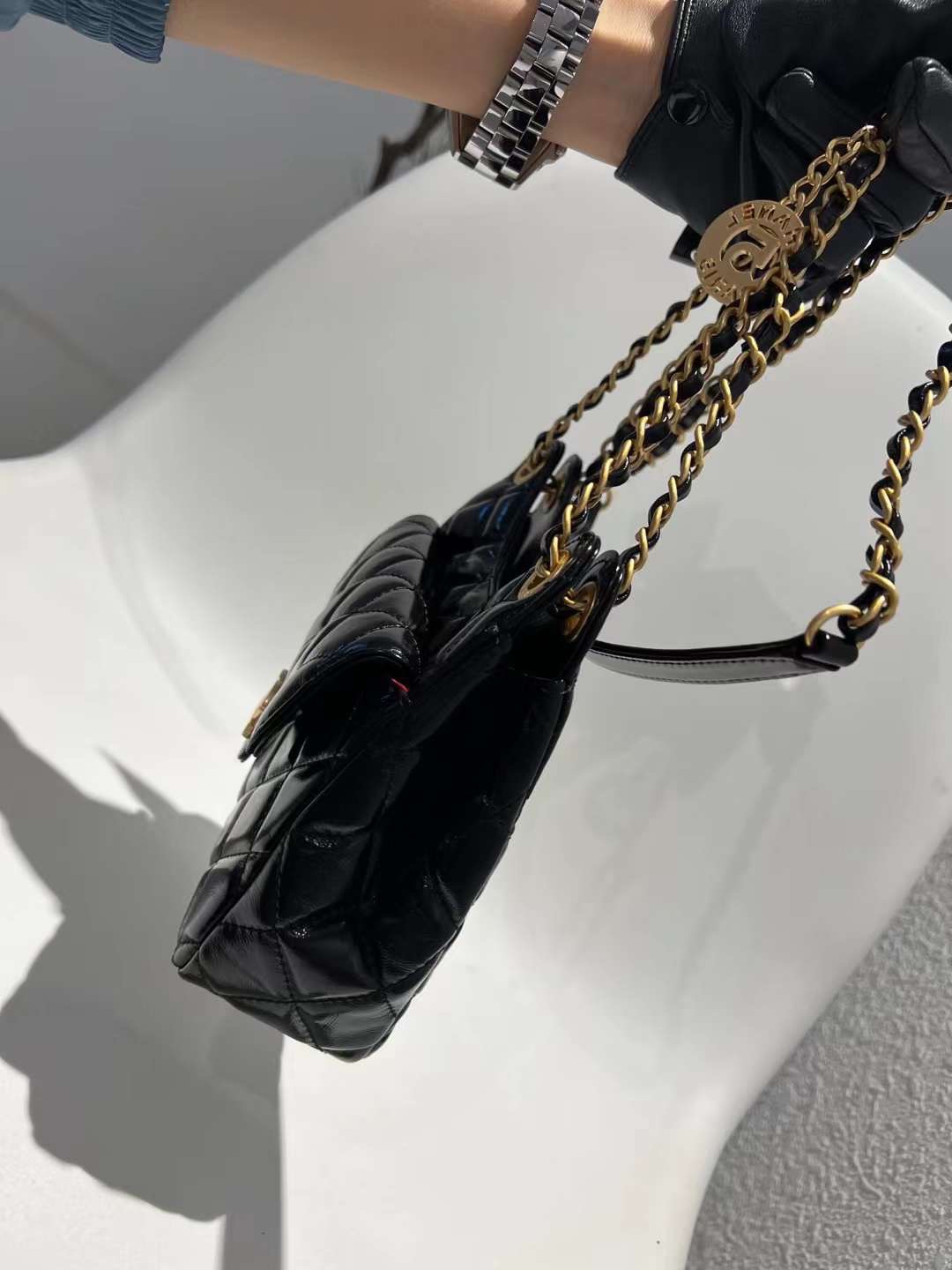 【P1580/1880】Chanel包包货源 香奈儿新款黑色菱格牛皮链条单肩斜挎女包