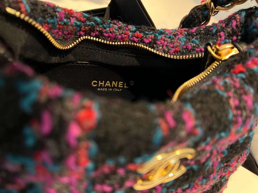 【P1580】一件代发 Chanel香奈儿新款紫色毛呢hobo腋下包单肩女包