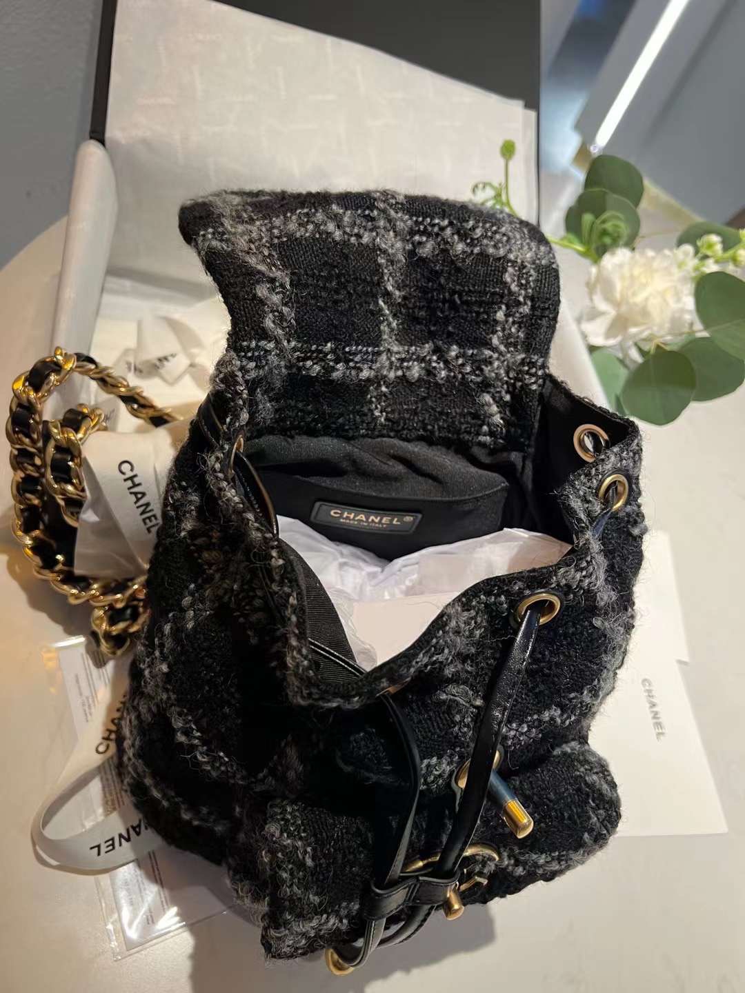 【P2180】Chanel包包官网 香奈儿2023新款黑色呢料Duma背包双肩包女包