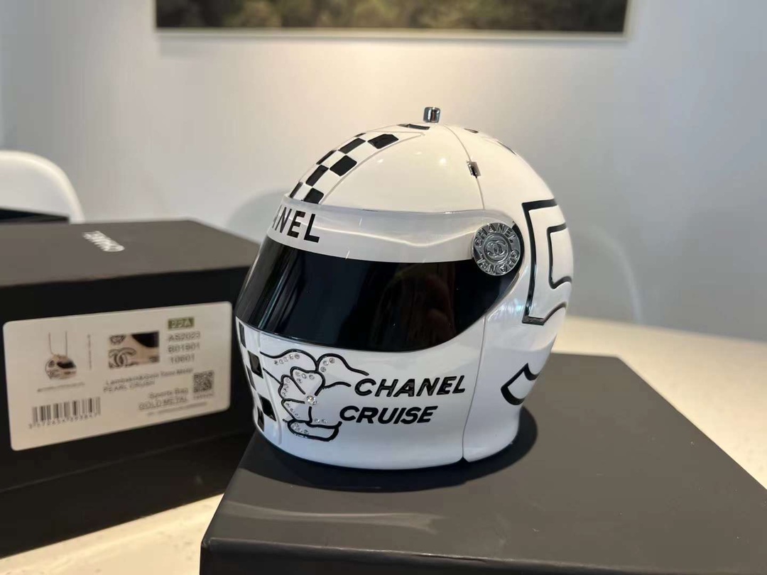 【P2400】Chanel包包官网 香奈儿2023新款链条斜挎包机车头盔包 白色