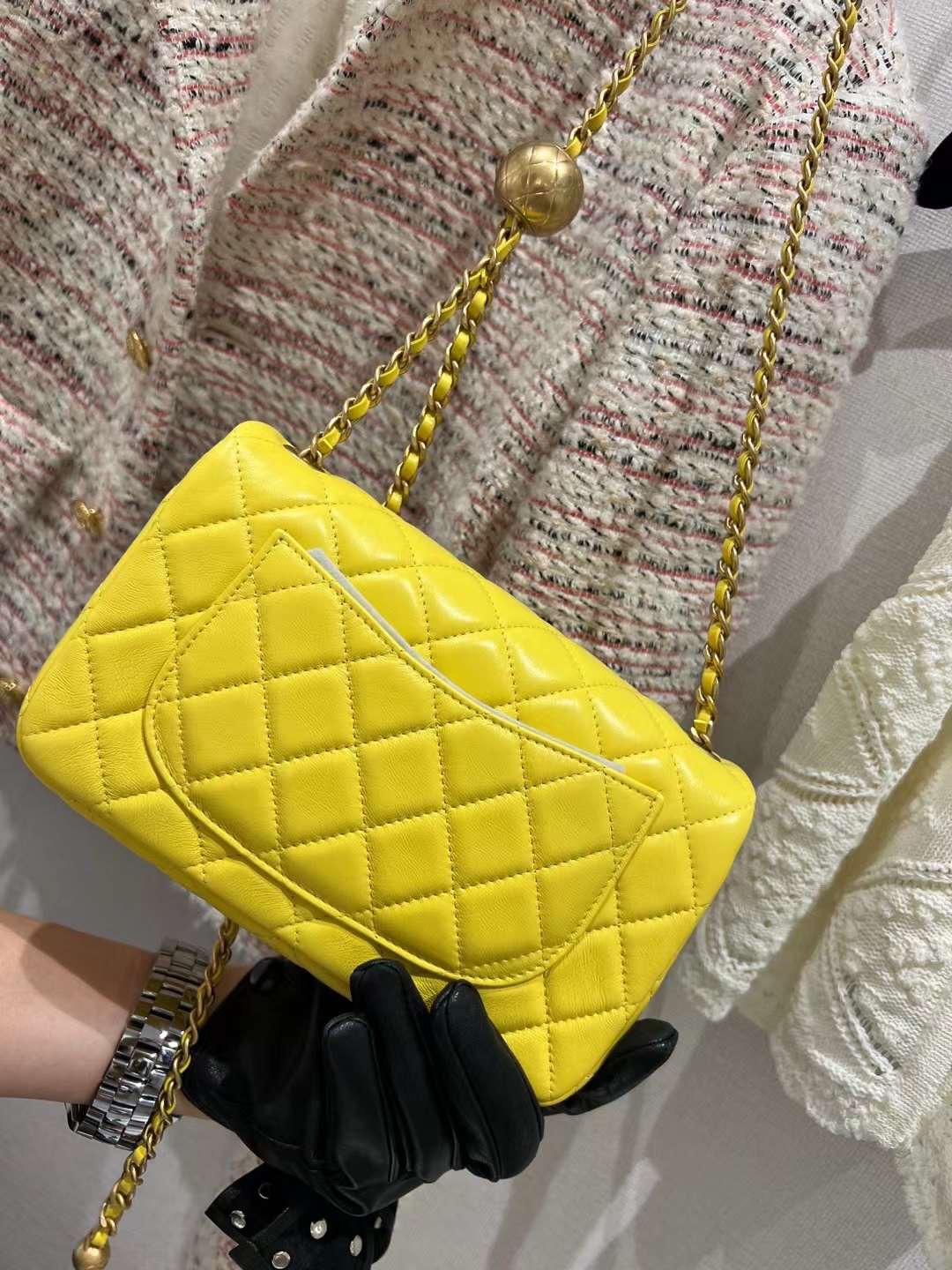 【P1880】一件代发 Chanel香奈儿金球调节大Mini CF20CM包包 2023新色柠檬黄