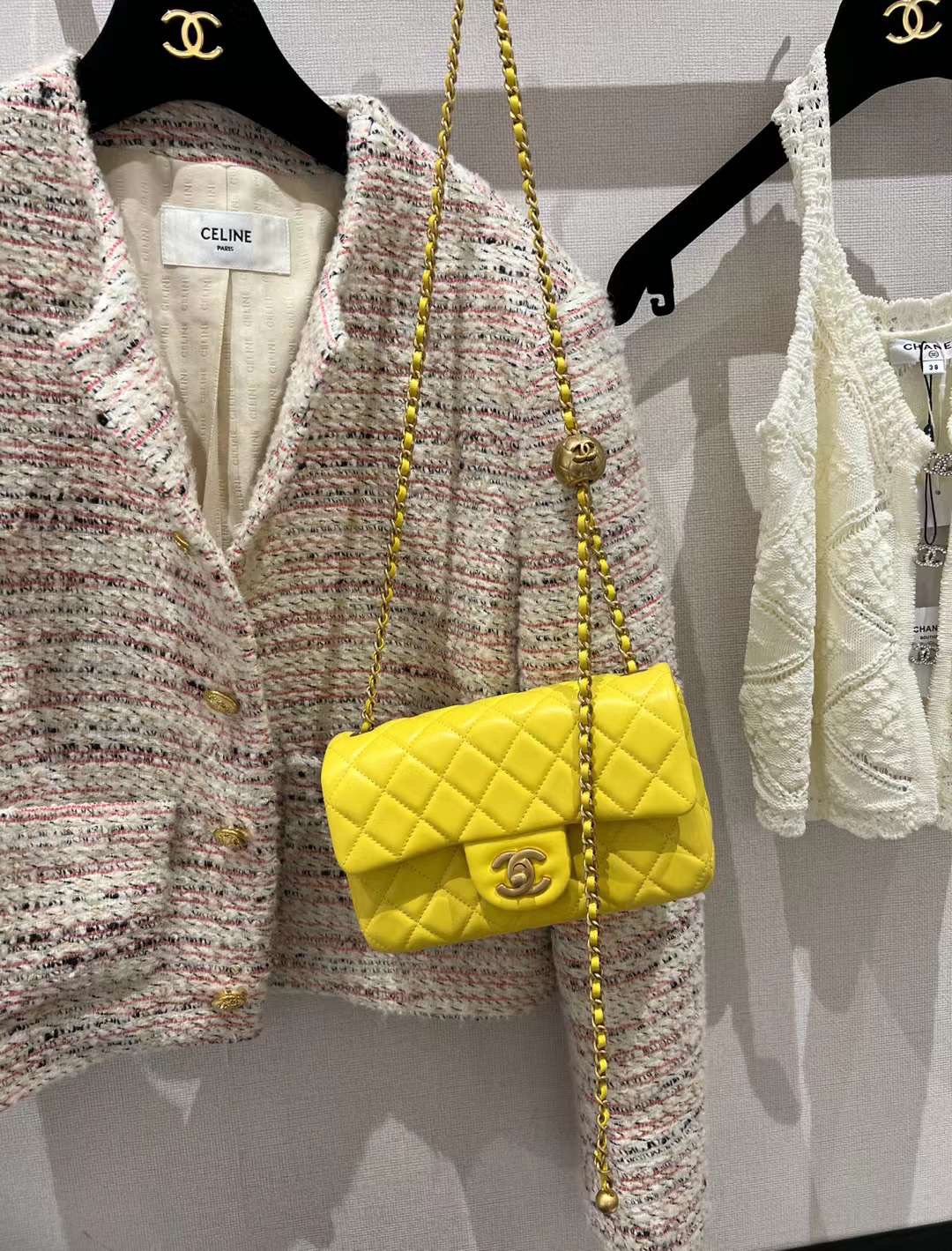 【P1880】一件代发 Chanel香奈儿金球调节大Mini CF20CM包包 2023新色柠檬黄