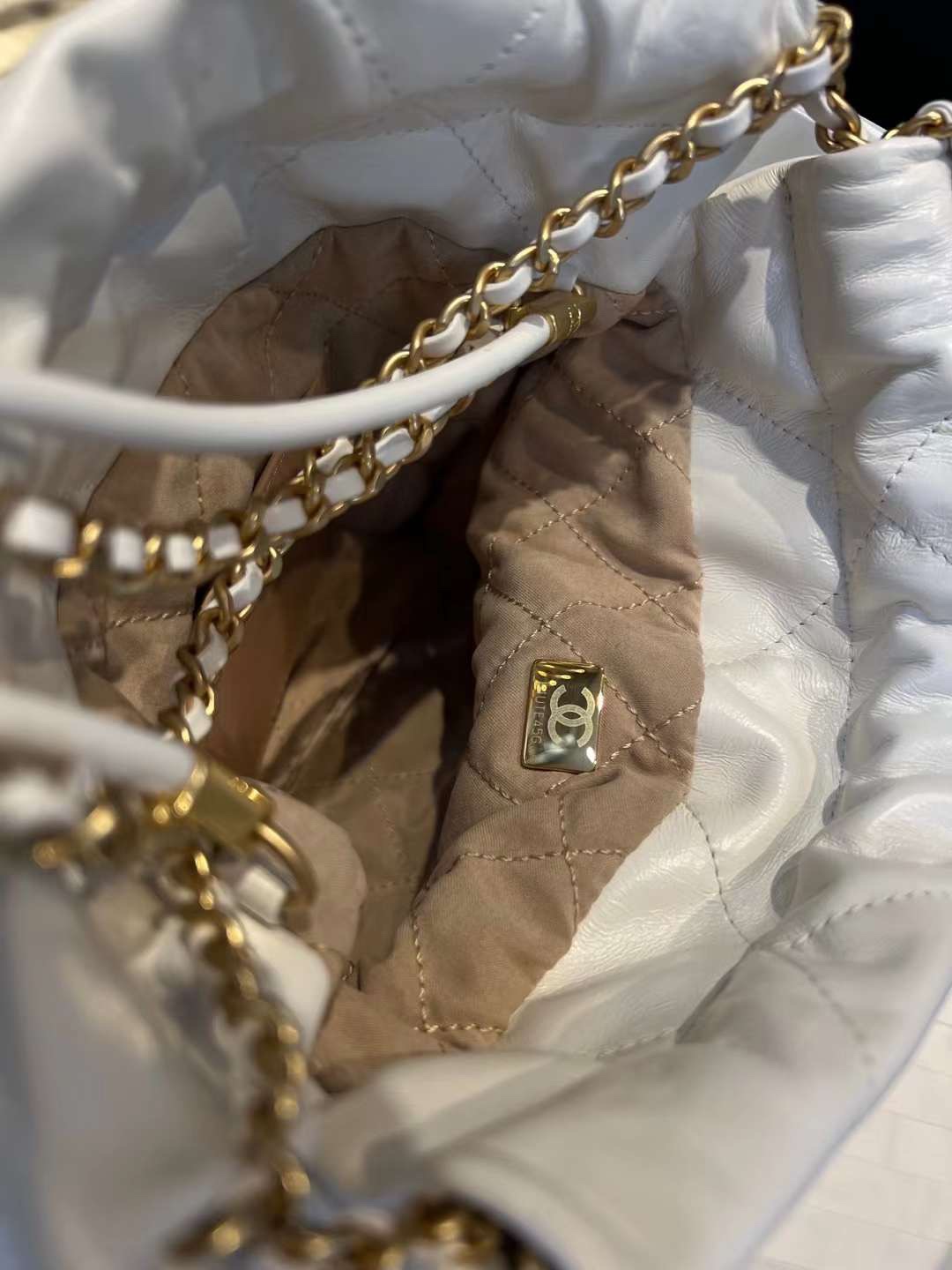 【P1880】Chanel 22Bag迷你款 香奈儿23春夏新款链条单肩斜挎包20CM 白色