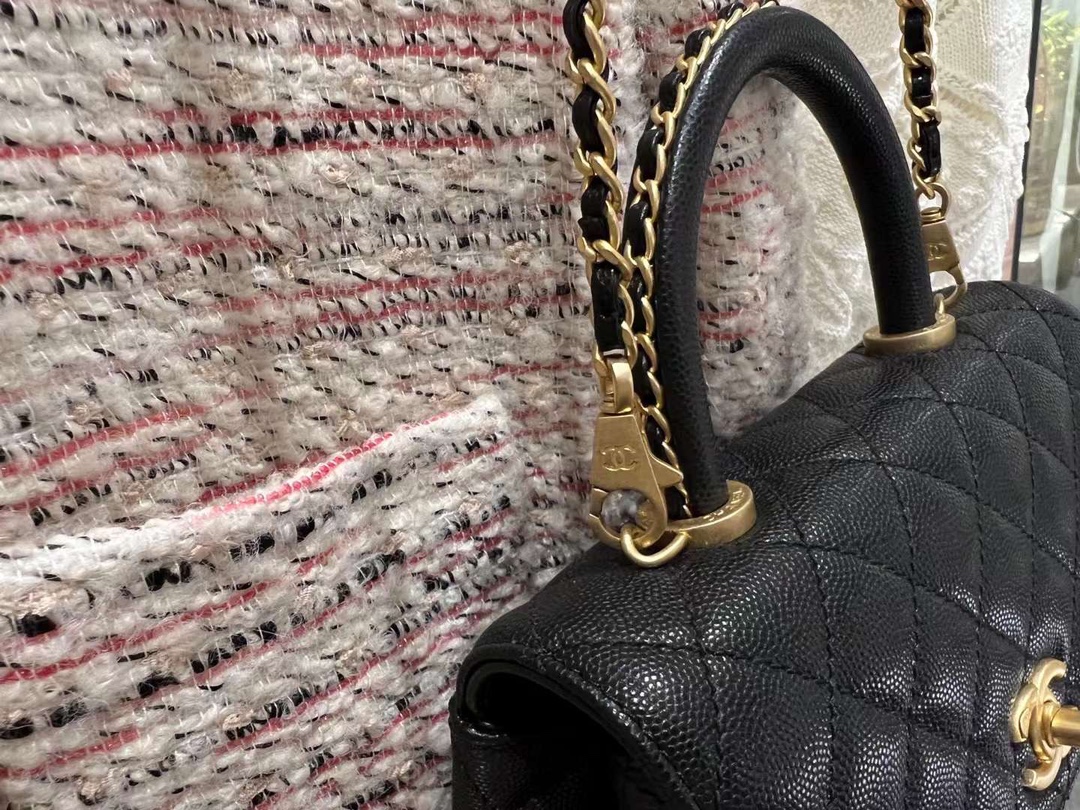 【P2220】Chanel Coco Handle小号23cm 香奈儿荔枝纹牛皮手柄穿链手提单肩包