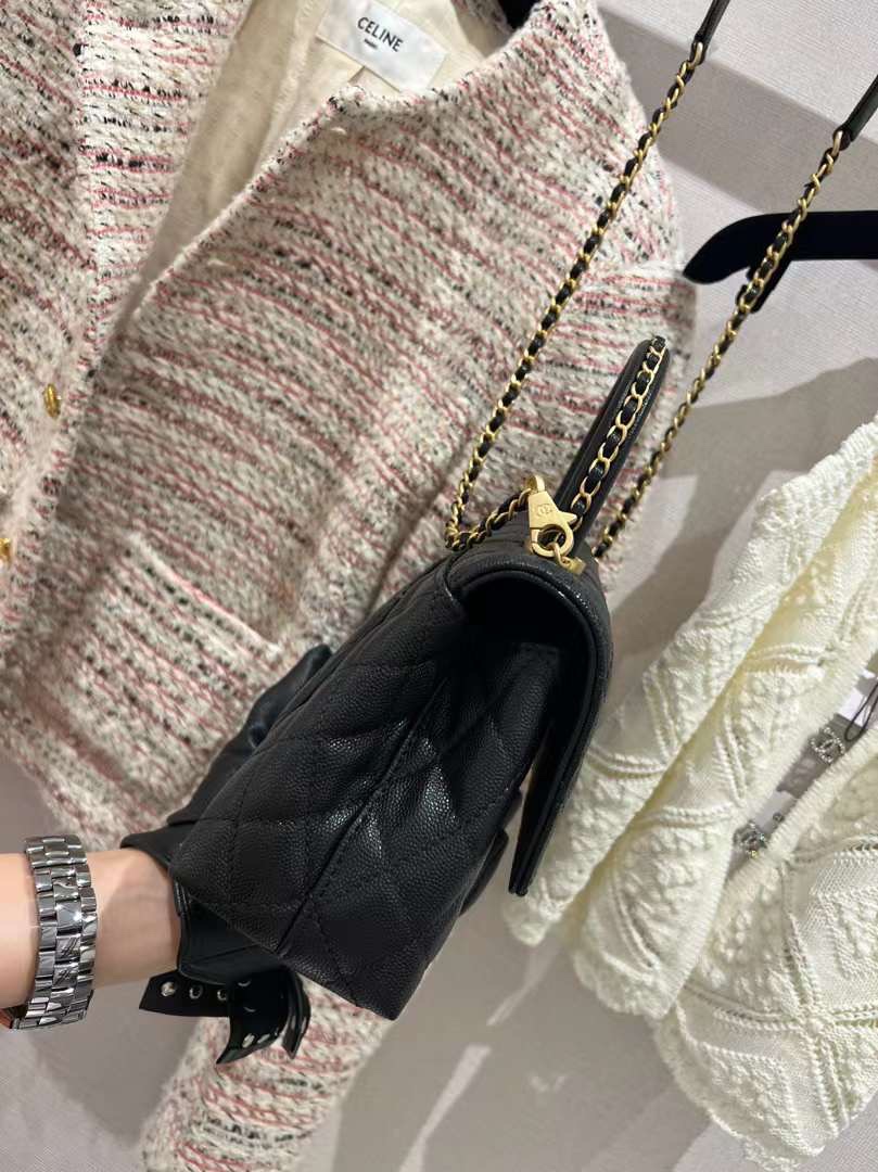 【P2220】Chanel Coco Handle小号23cm 香奈儿荔枝纹牛皮手柄穿链手提单肩包