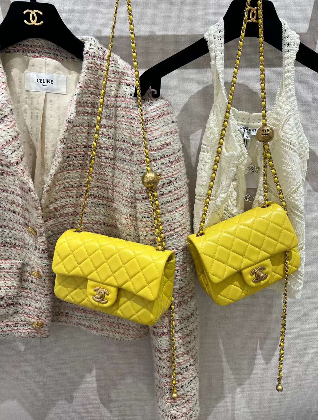 【P1880】一件代发 Chanel香奈儿金球调节大Mini CF20CM包包 2023新色柠檬黄