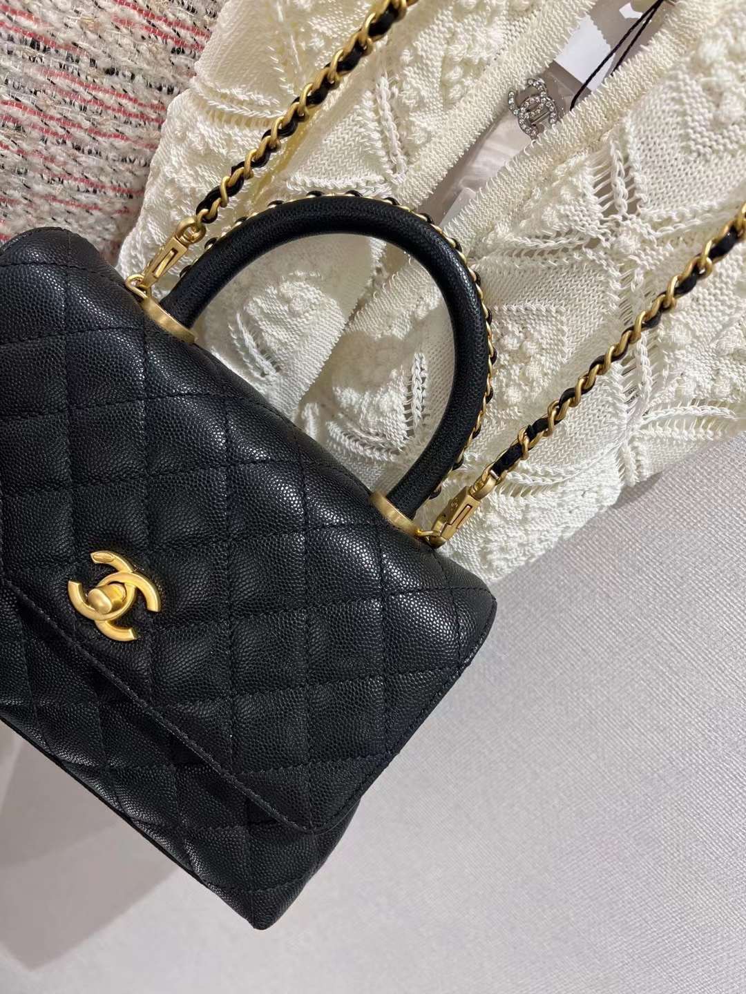 【P2220】Chanel Coco Handle小号23cm 香奈儿荔枝纹牛皮手柄穿链手提单肩包