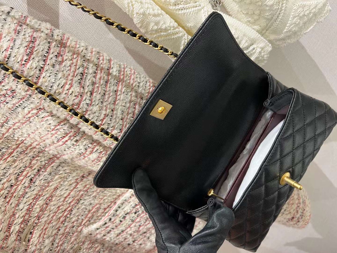 【P2220】Chanel Coco Handle小号23cm 香奈儿荔枝纹牛皮手柄穿链手提单肩包
