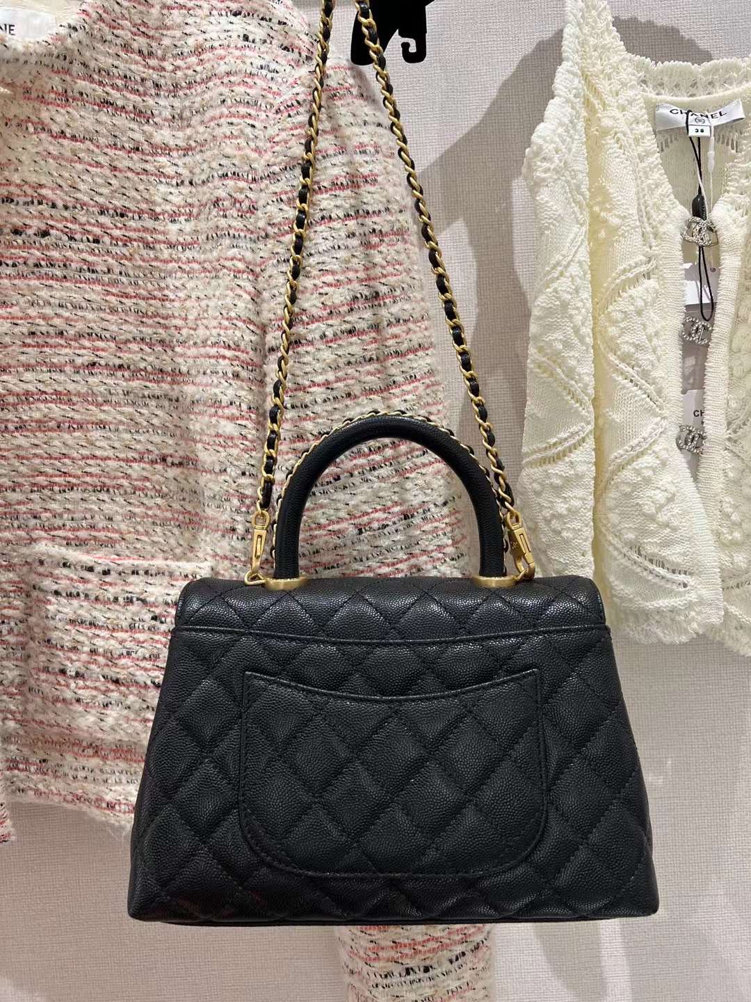 【P2220】Chanel Coco Handle小号23cm 香奈儿荔枝纹牛皮手柄穿链手提单肩包
