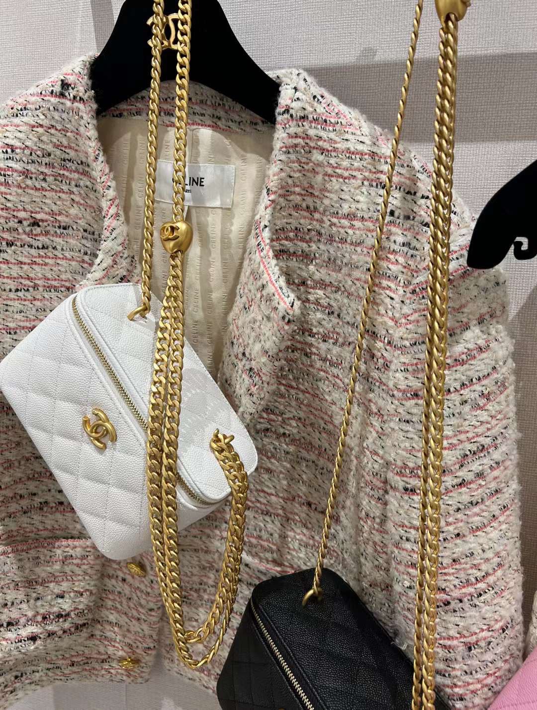 【P1280】一件代发 Chanel香奈儿23年新款调节爱心链条盒子包单肩斜挎包 白色