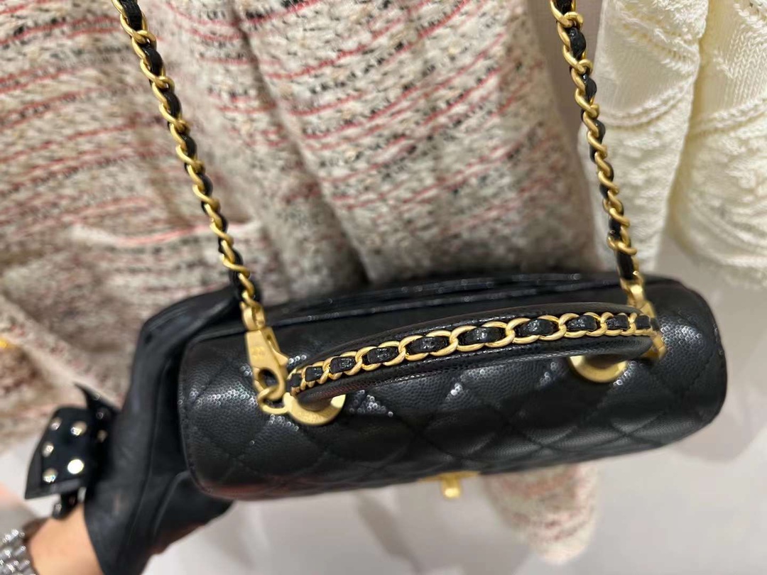 【P2220】Chanel Coco Handle小号23cm 香奈儿荔枝纹牛皮手柄穿链手提单肩包