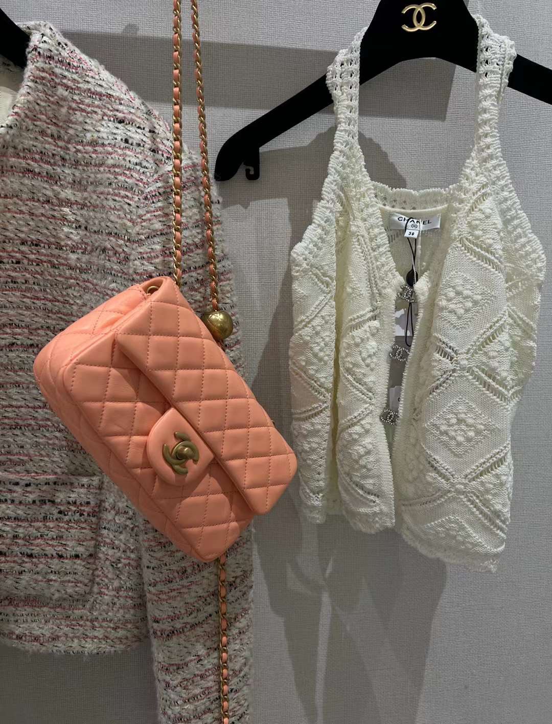 【P1880】广州包包批发 Chanel香奈儿金球链条大Mini CF20CM 2023新色橘粉色