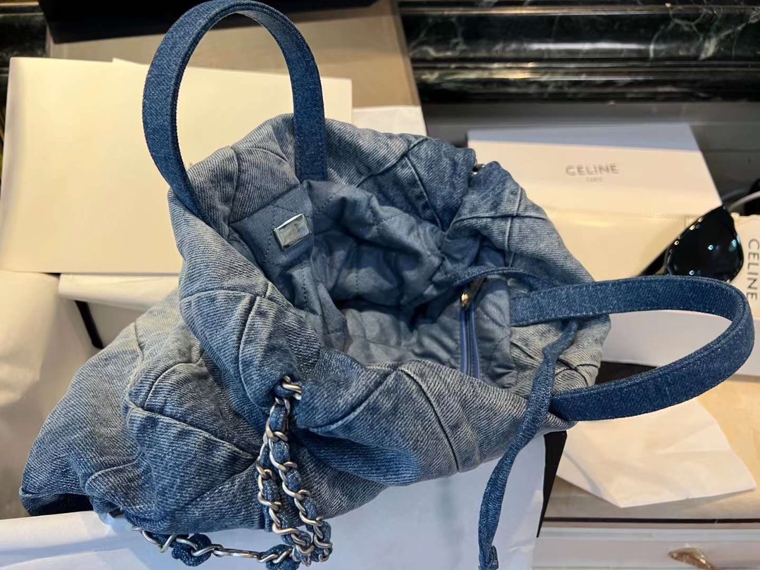 【P1580】香奈儿女包批发 Chanel新款蓝色菱格纹牛仔丹宁背包双肩包