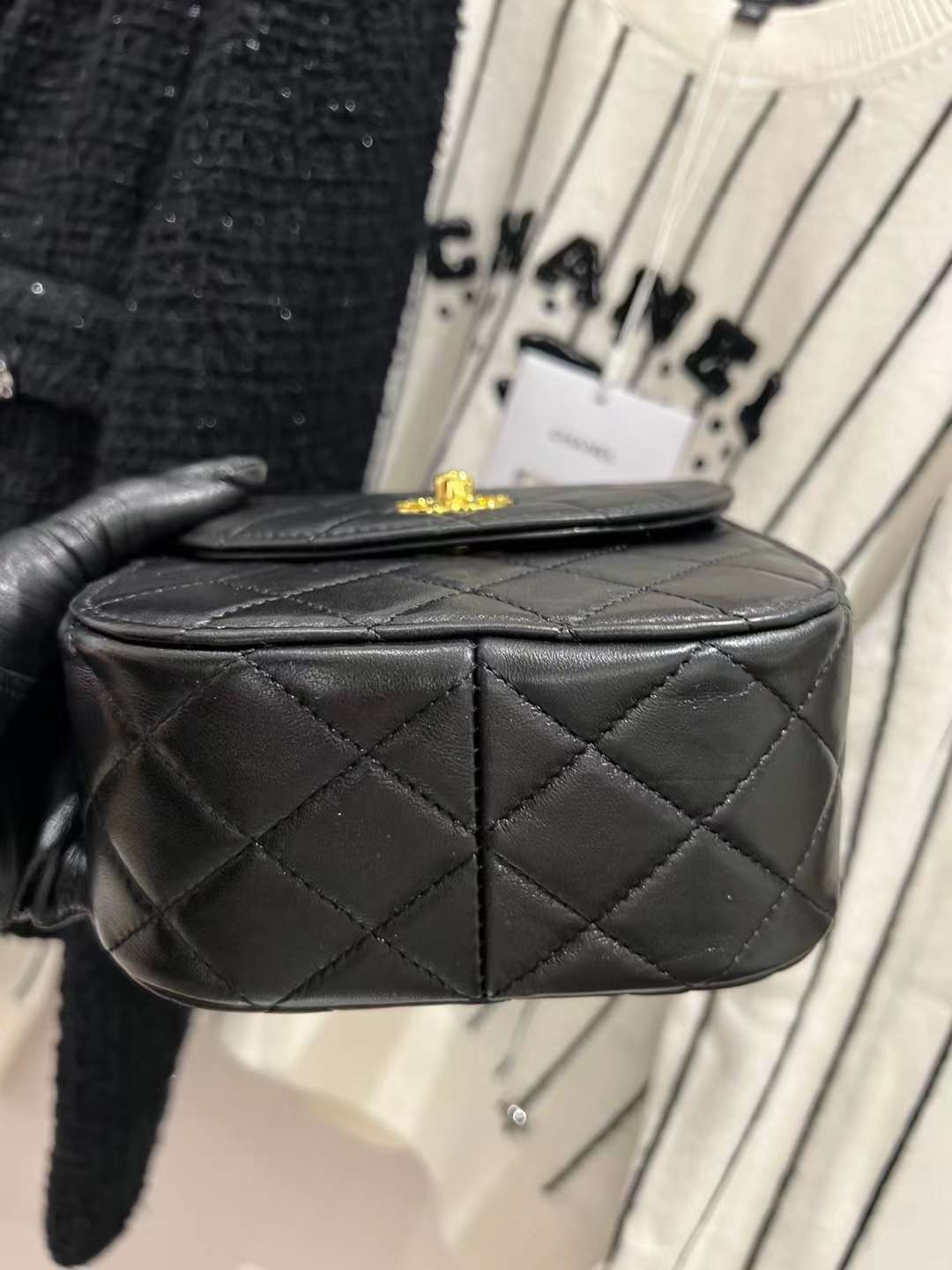 【P870】Chanel包包价格 香奈儿2023新款黑色菱格羊皮复古手提包