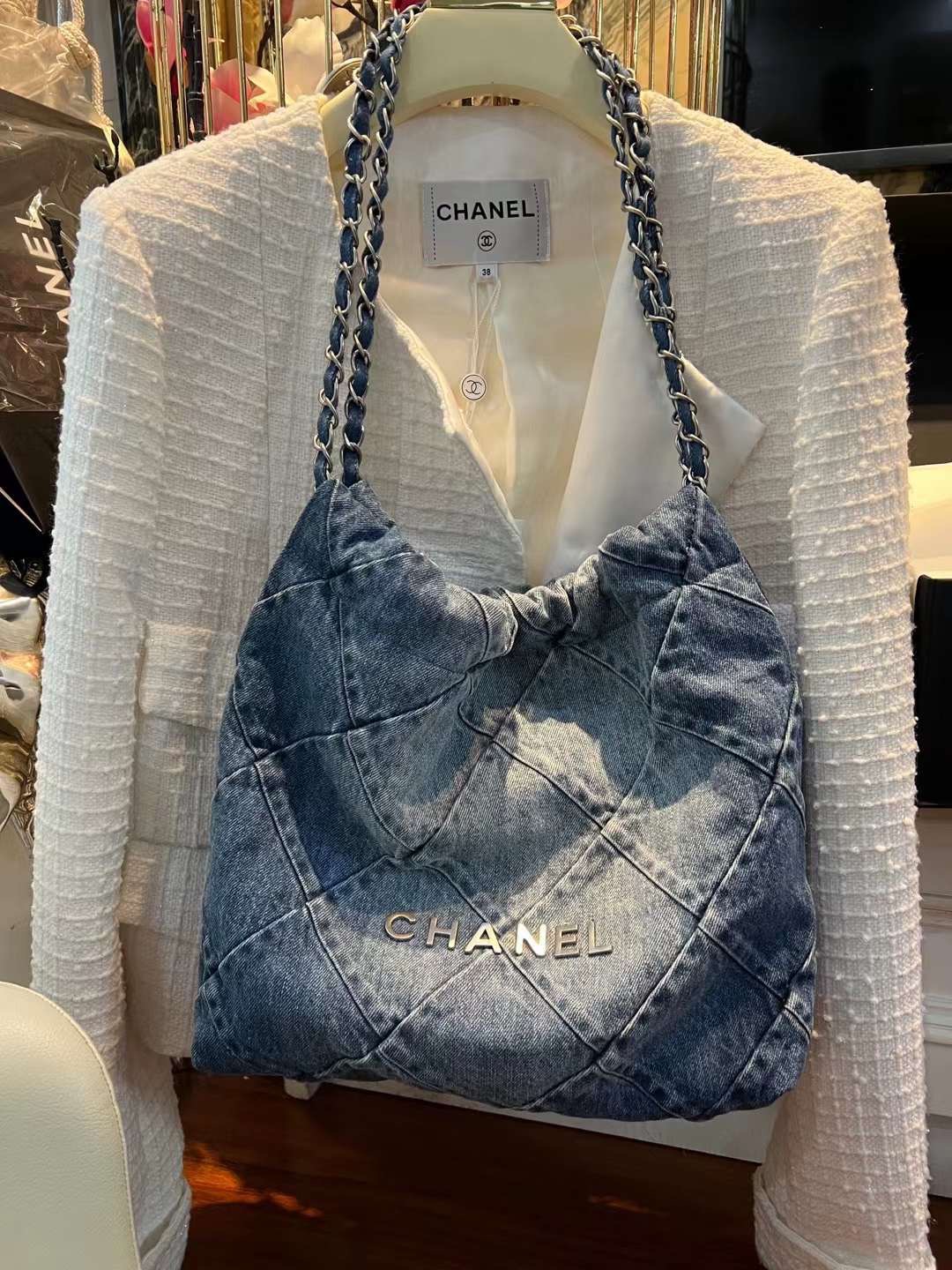 【P1580/1620】Chanel 22Bag 香奈儿23年新款牛仔垃圾袋链条单肩包