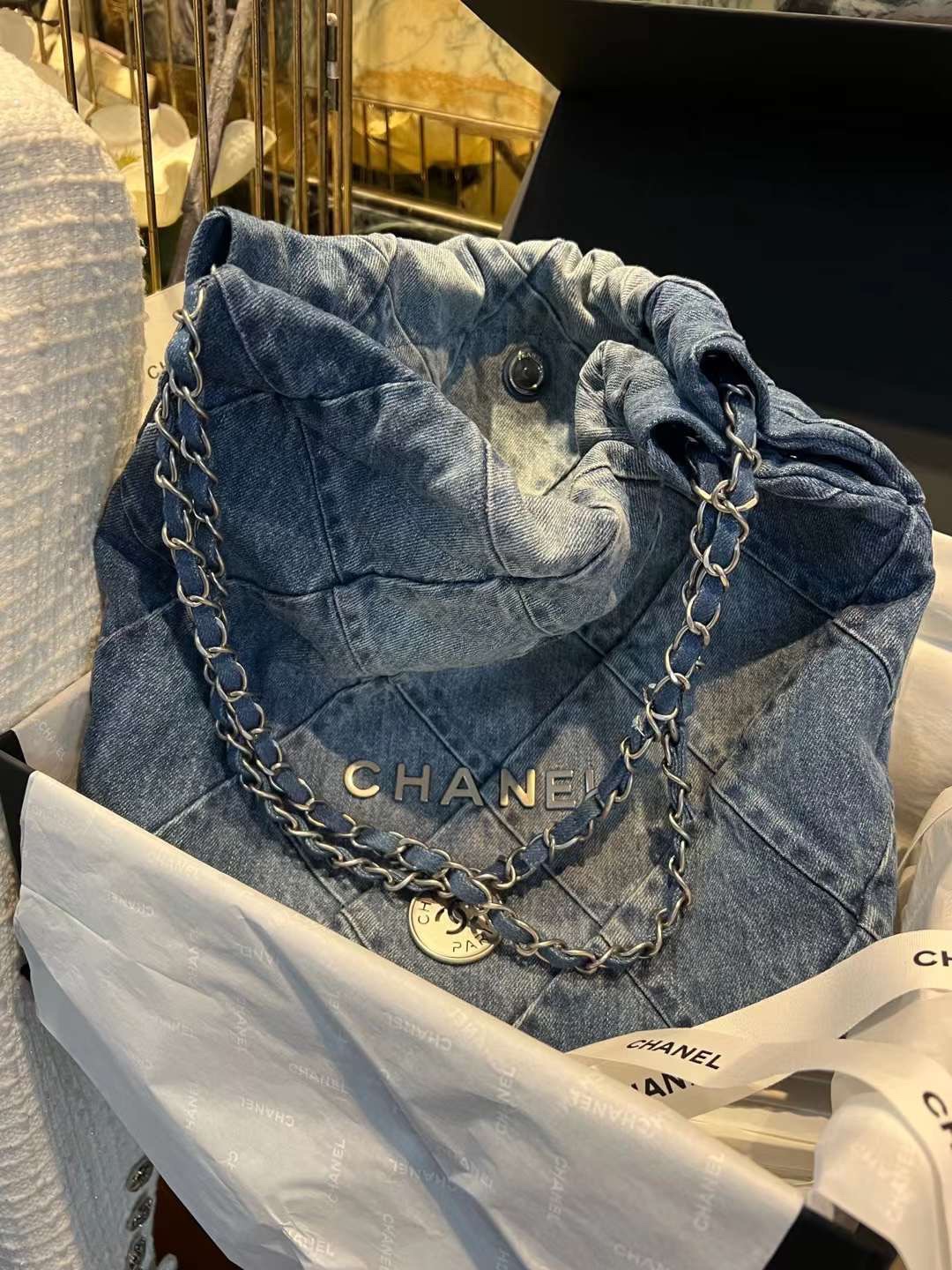 【P1580/1620】Chanel 22Bag 香奈儿23年新款牛仔垃圾袋链条单肩包