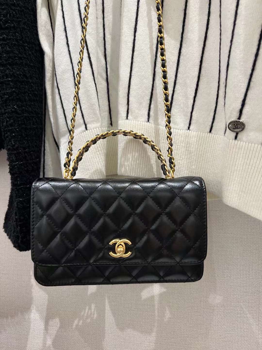 【P1280】一件代发 香奈儿Chanel新款进口油蜡牛皮手提WOC包包链条包