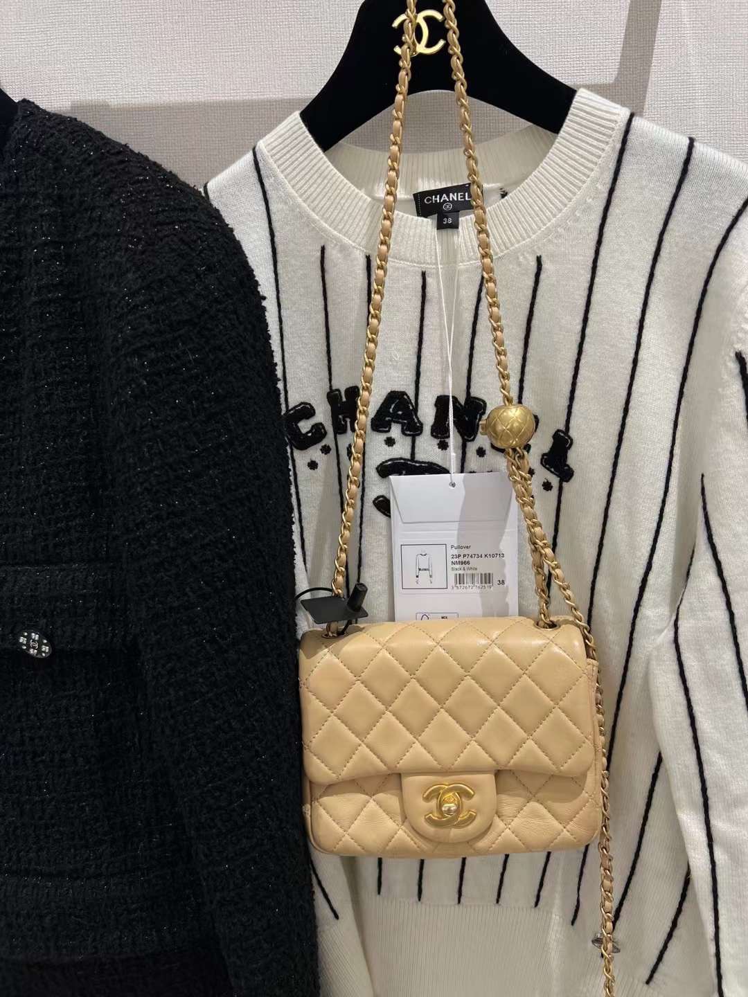 【P1580】香奈儿金球包 Chanel 2023新色奶茶色菱格羊皮方胖子CF 17CM
