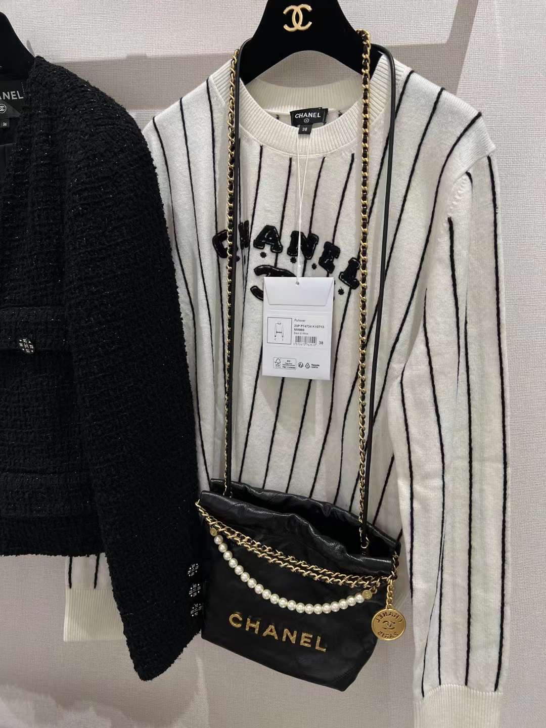 【P1880】香奈儿Jennie同款包包 Chanel Mini 22手袋珍珠配饰链条斜挎包