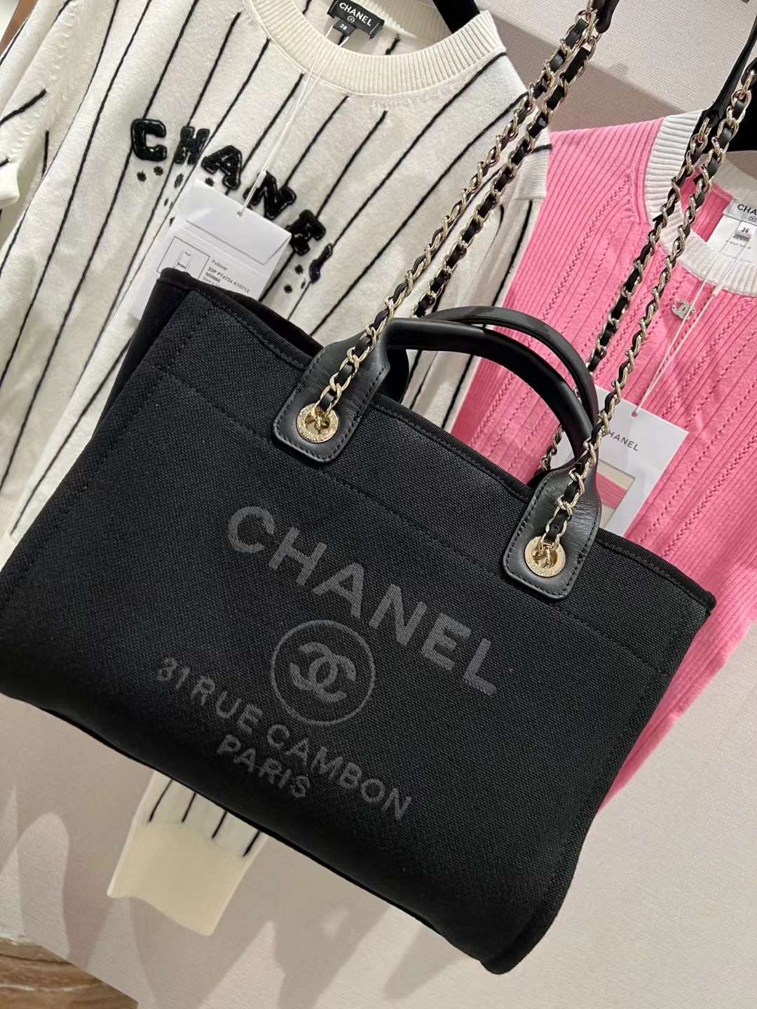 【P1200/1280】Chanel包包官网 香奈儿23年春季新款手提购物袋单肩包 黑色