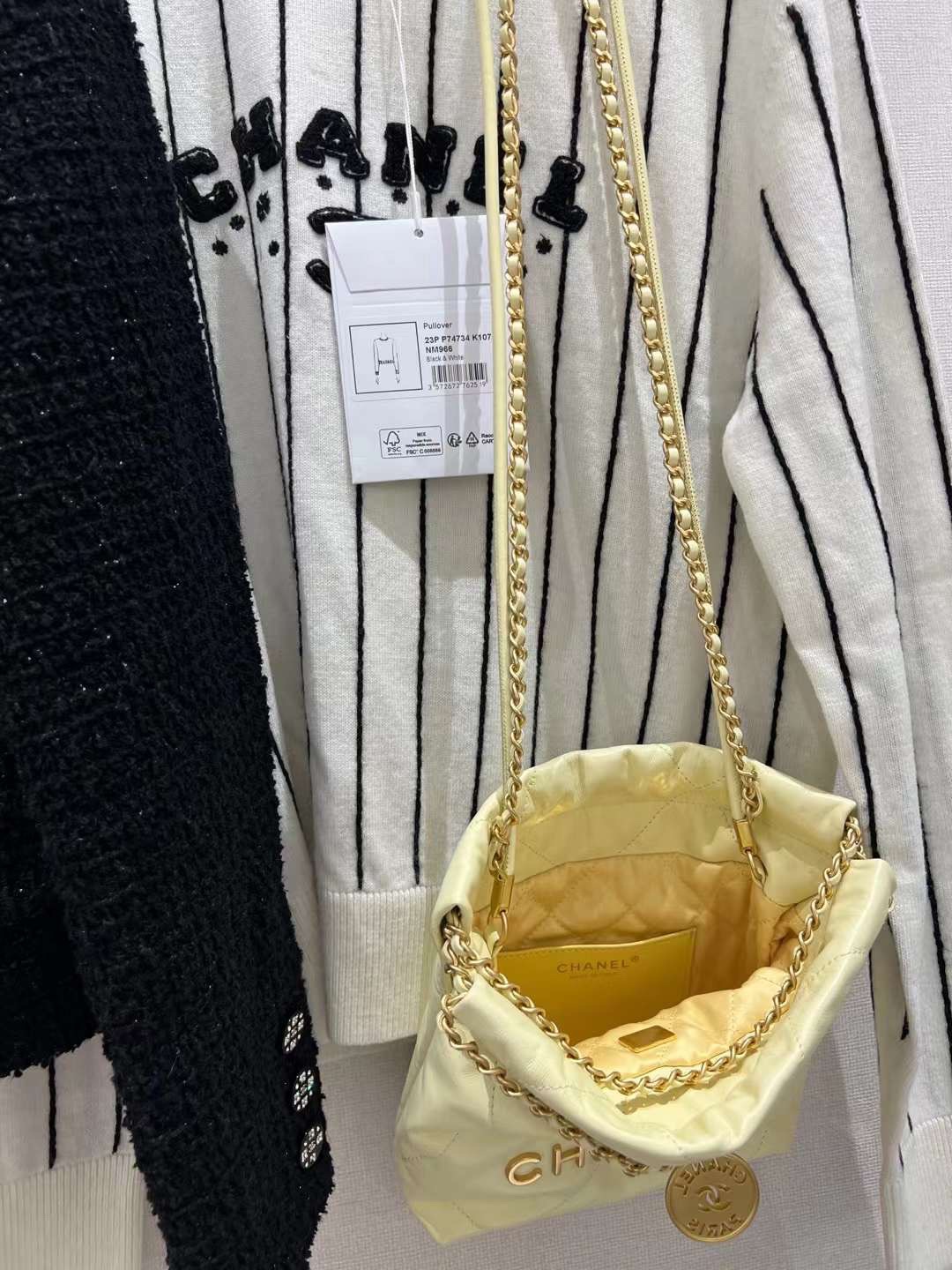 【P1880】广州包包批发 Chanel香奈儿2023新款迷你22手袋单肩斜挎女包 小鸡黄