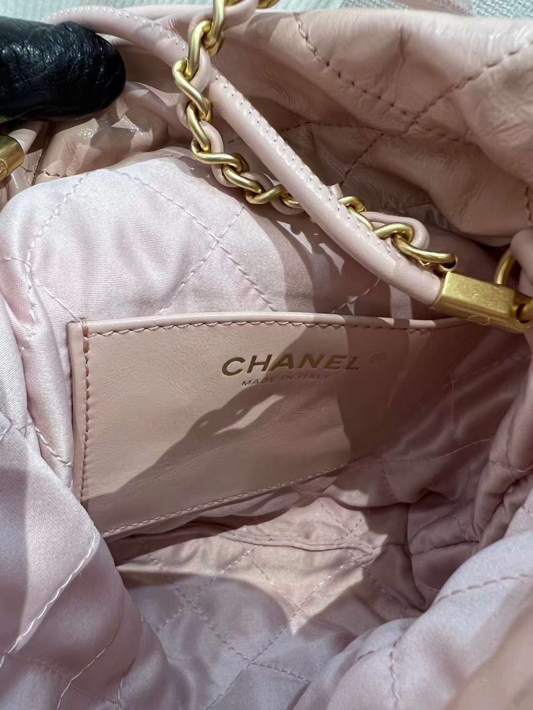 【P1880】Chanel女包货源 香奈儿22手袋迷你款 粉色菱格纹链条单肩斜挎包