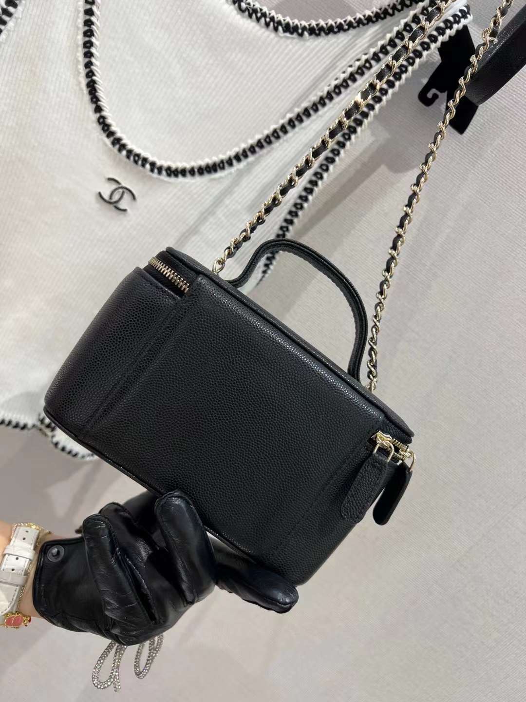 【P1280】Chanel包包批发 香奈儿小口袋方形盒子包手提斜挎化妆包 黑色