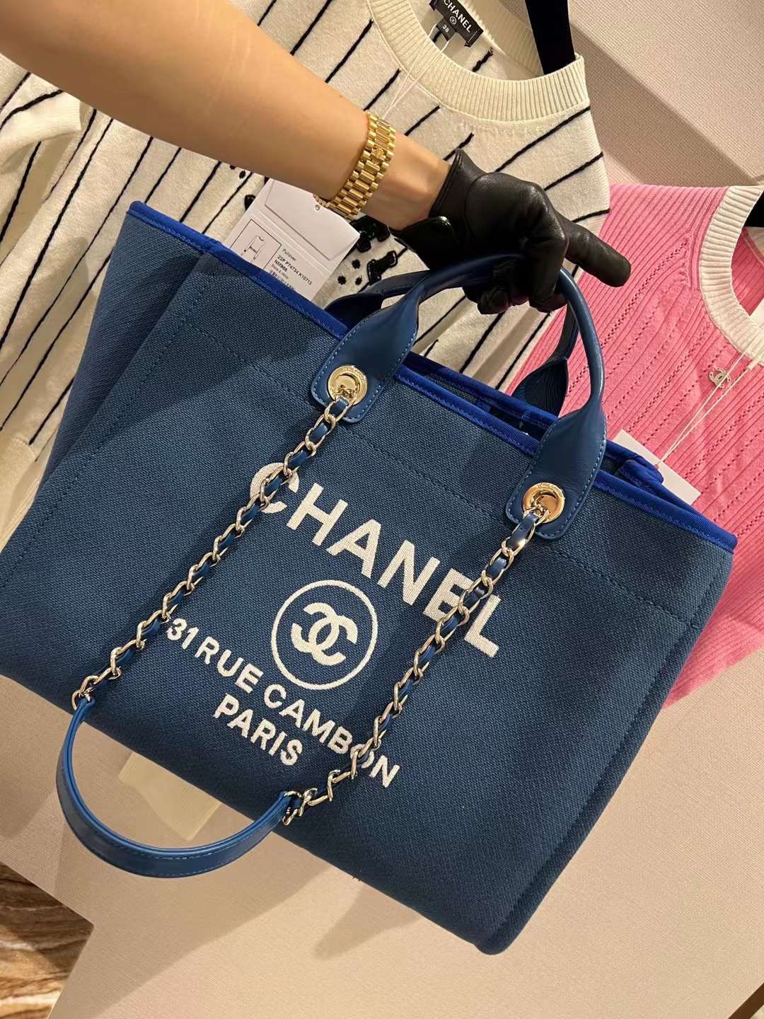 【P1200/1280】一件代发 Chanel香奈儿23年新款单肩手提包沙滩包 蓝色