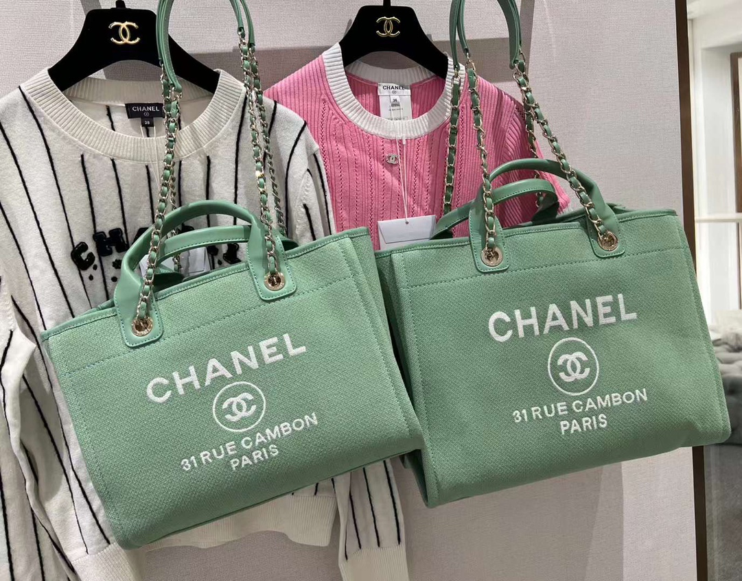 【P1200/1280】香奈儿热销包包 Chanel春季新色牛油果绿沙滩包手提单肩女包