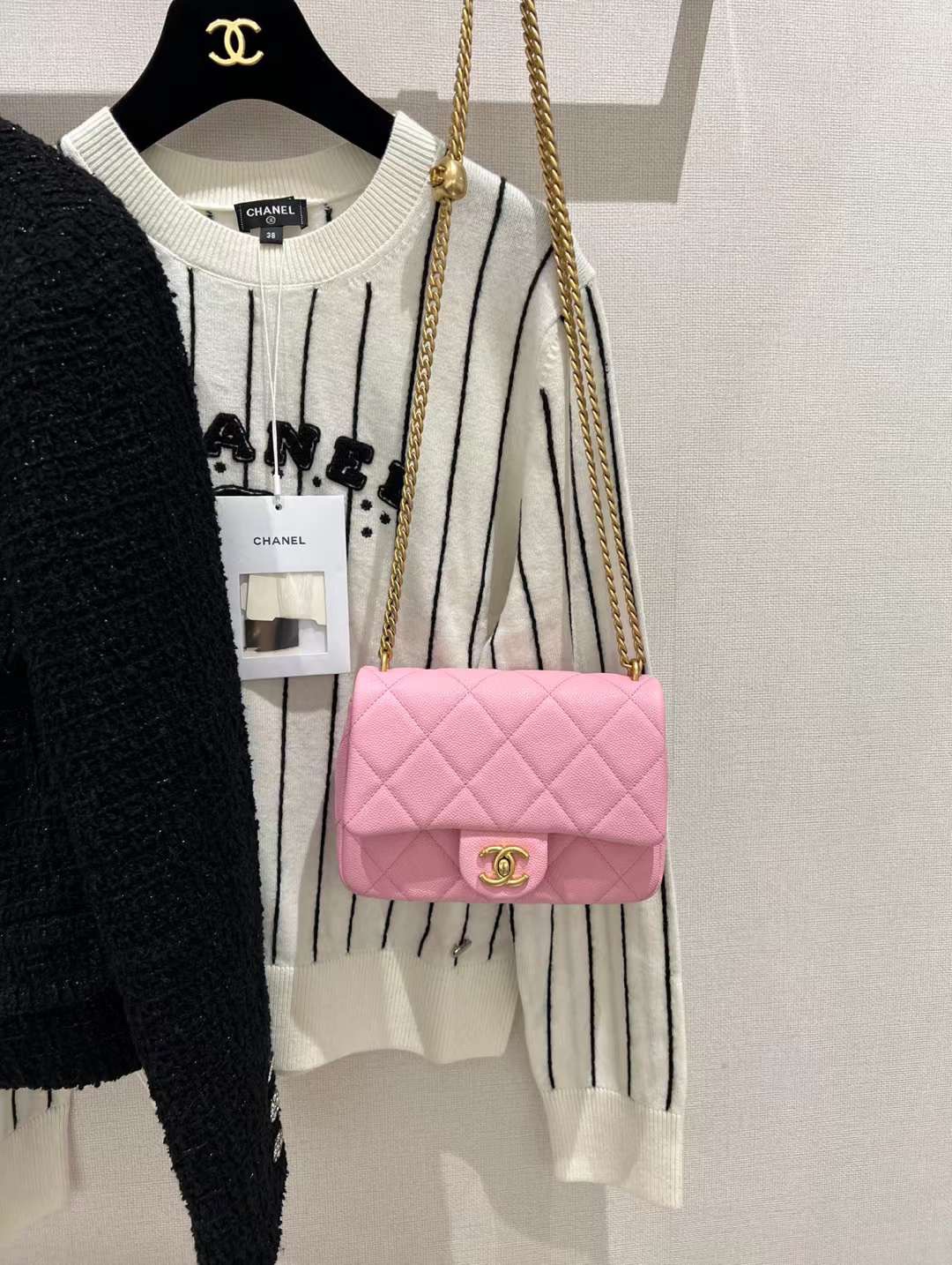 【P1880/2030/2180】Chanel香奈儿23年新款菱格牛皮爱心扣链条包斜挎女包