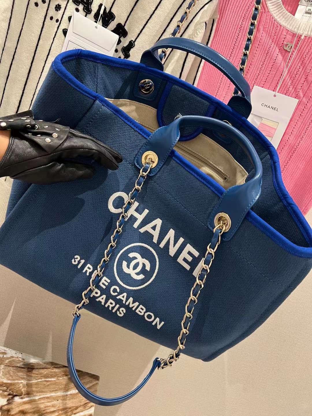 【P1200/1280】一件代发 Chanel香奈儿23年新款单肩手提包沙滩包 蓝色