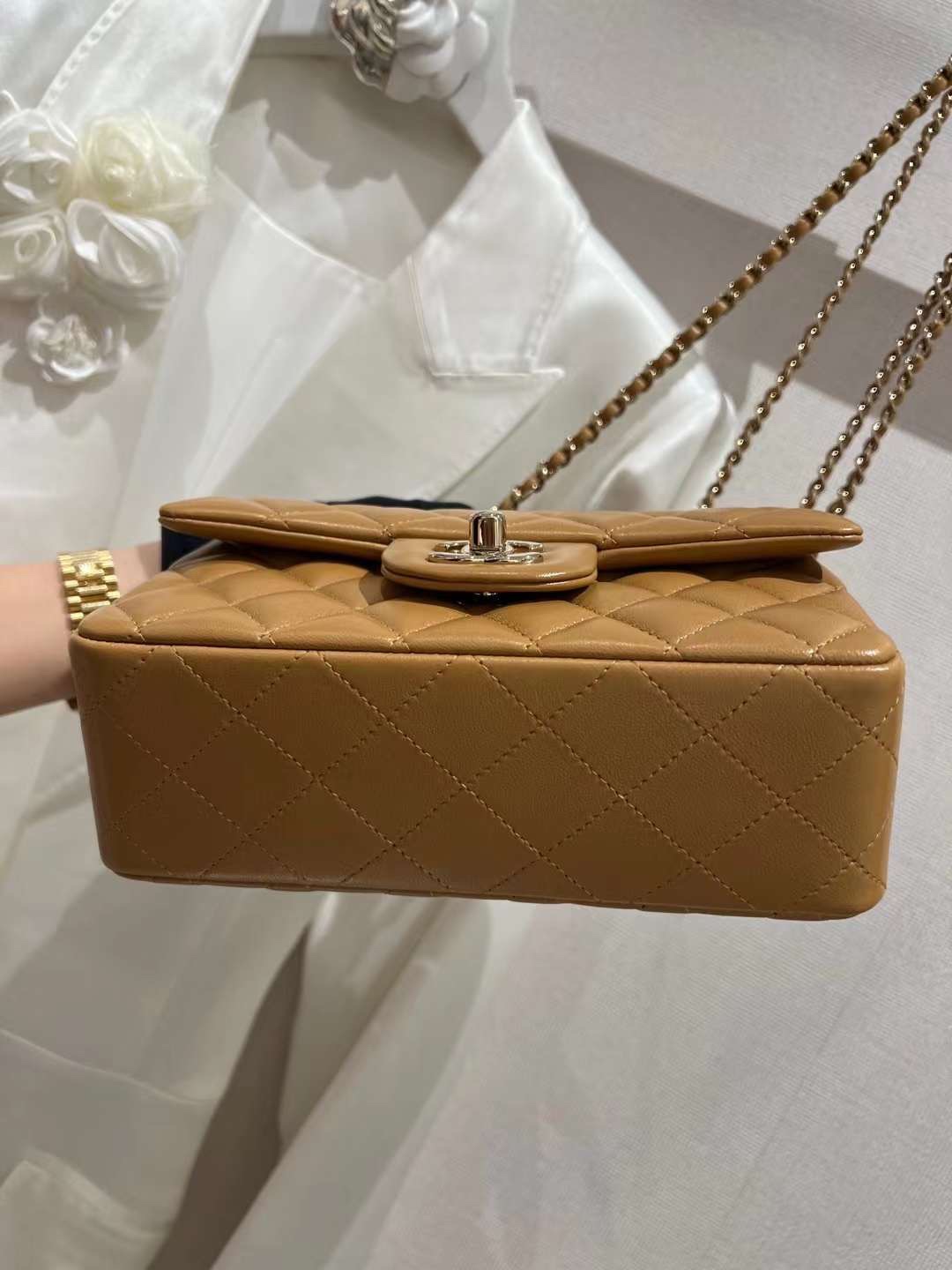 【P1880】Chanel包包价格 香奈儿爆款羊皮Coco Handle手提CF女包 奶油棕