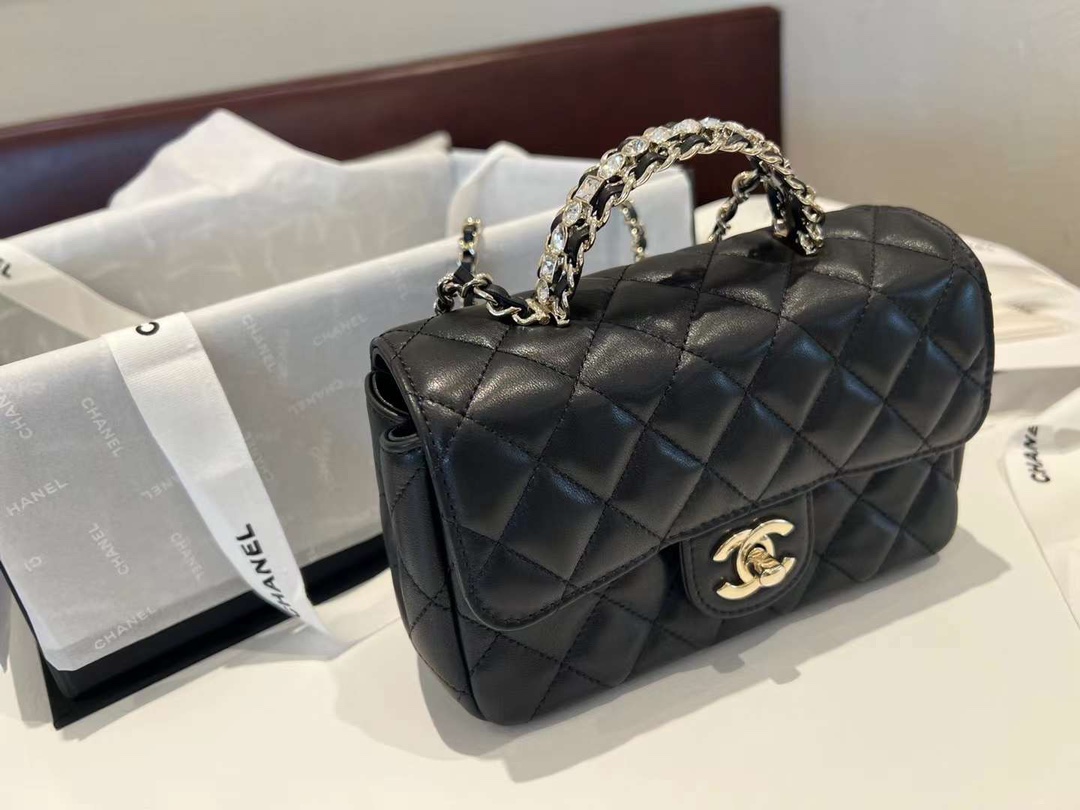 【P1620/1770】Chanel CF Handle 香奈儿超美水钻手柄菱格手提包18CM/20CM