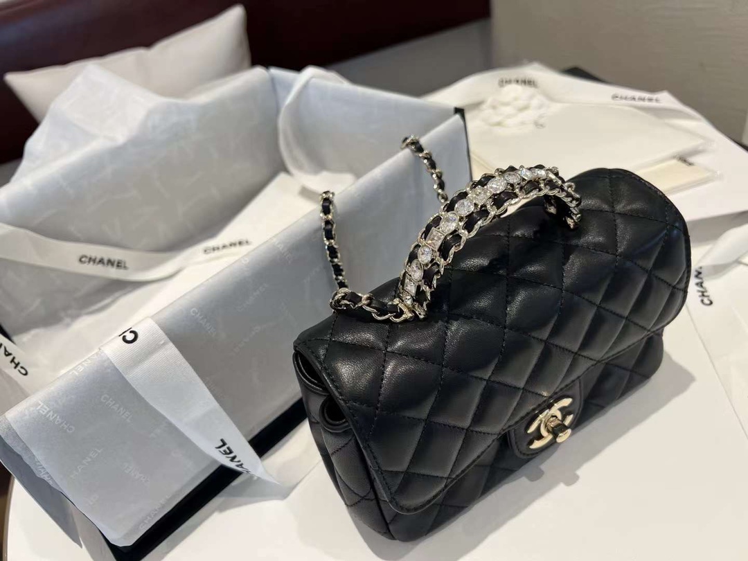 【P1620/1770】Chanel CF Handle 香奈儿超美水钻手柄菱格手提包18CM/20CM