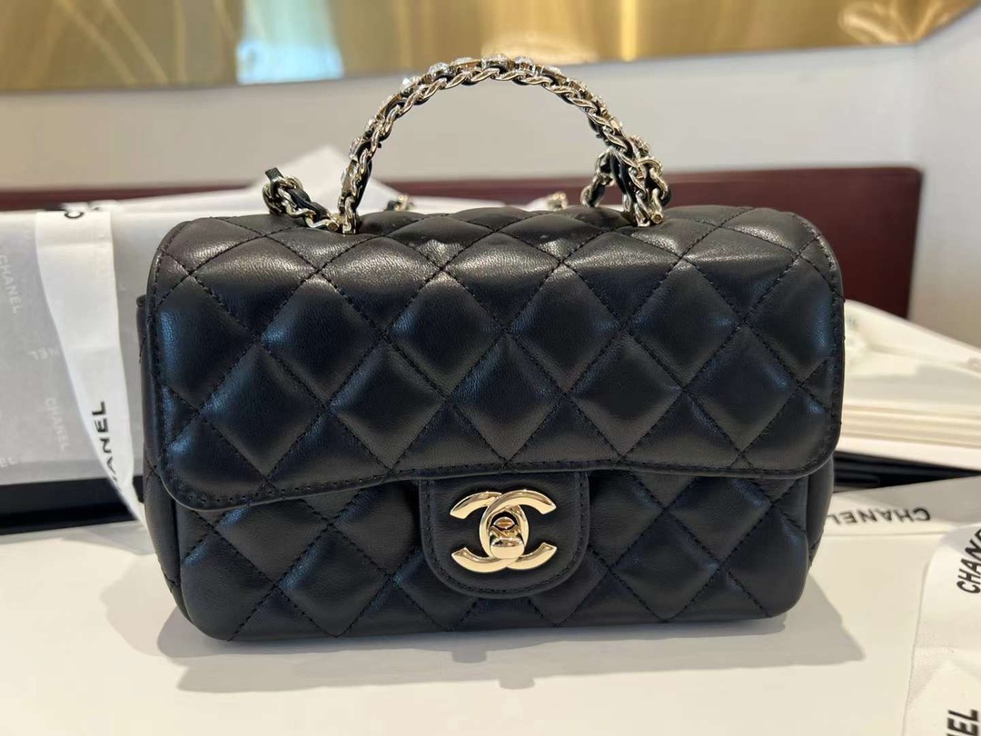 【P1620/1770】Chanel CF Handle 香奈儿超美水钻手柄菱格手提包18CM/20CM