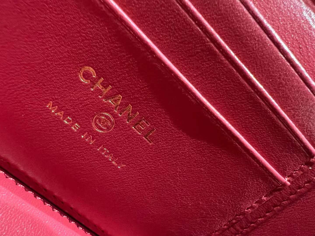 【P1280】一件代发 Chanel香奈儿黑色菱格羊皮山茶花调节链条化妆包盒子包17CM