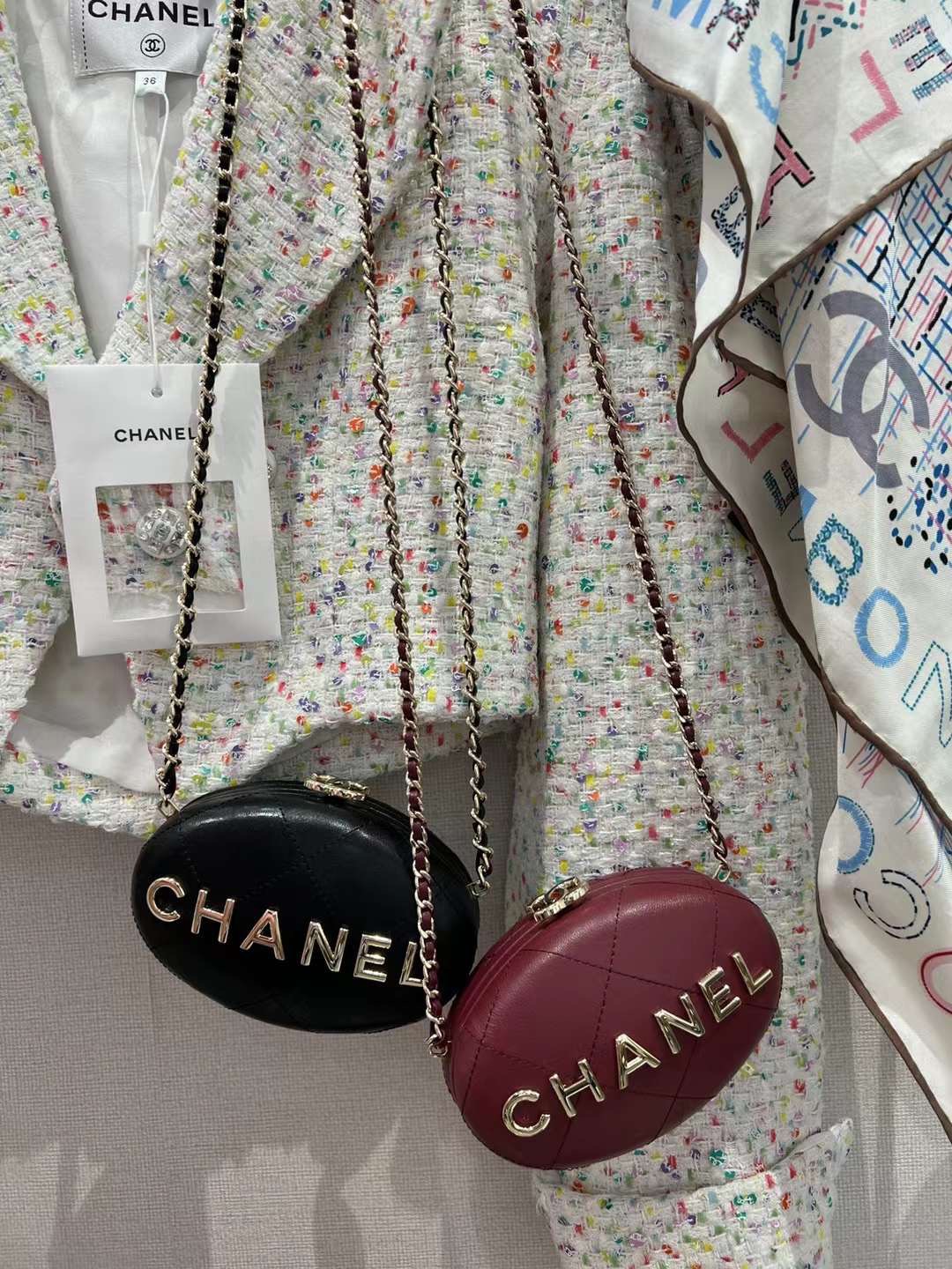 【P1470】香奈儿2023年走秀款 Chanel新款链条鹅蛋晚宴包单肩斜挎女包 黑色
