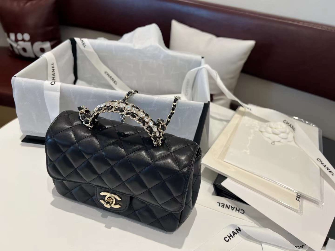 【P1620/1770】Chanel CF Handle 香奈儿超美水钻手柄菱格手提包18CM/20CM