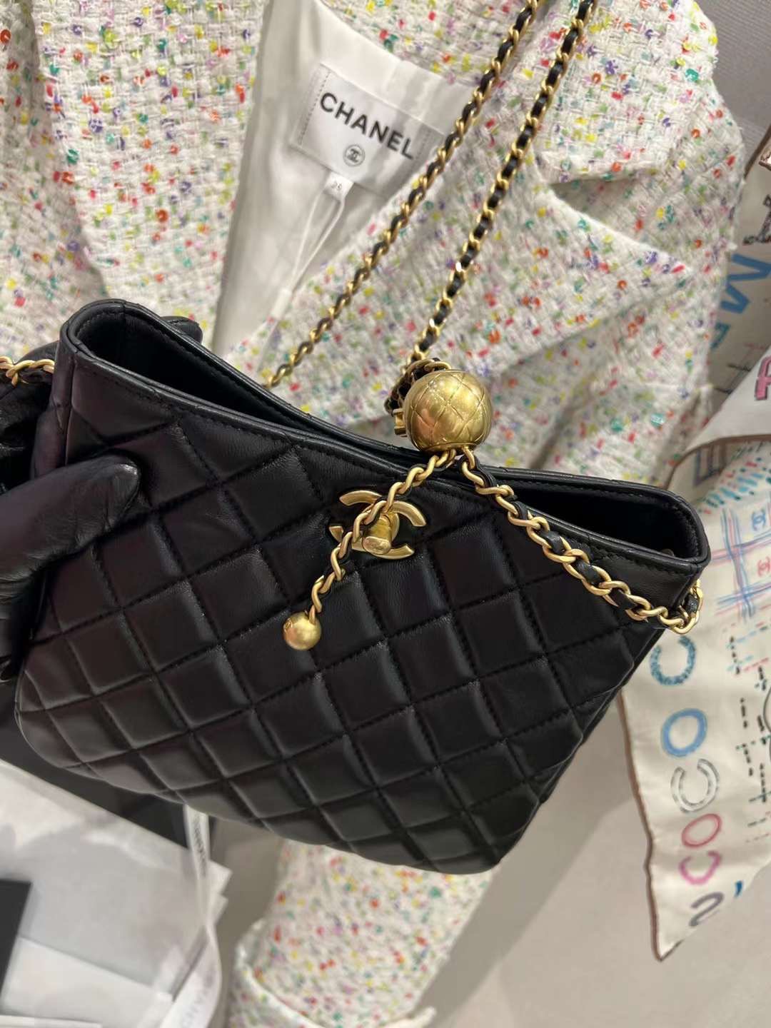 【P1620】Chanel女包批发 香奈儿23C金球调节链条单肩斜斜hobo包包