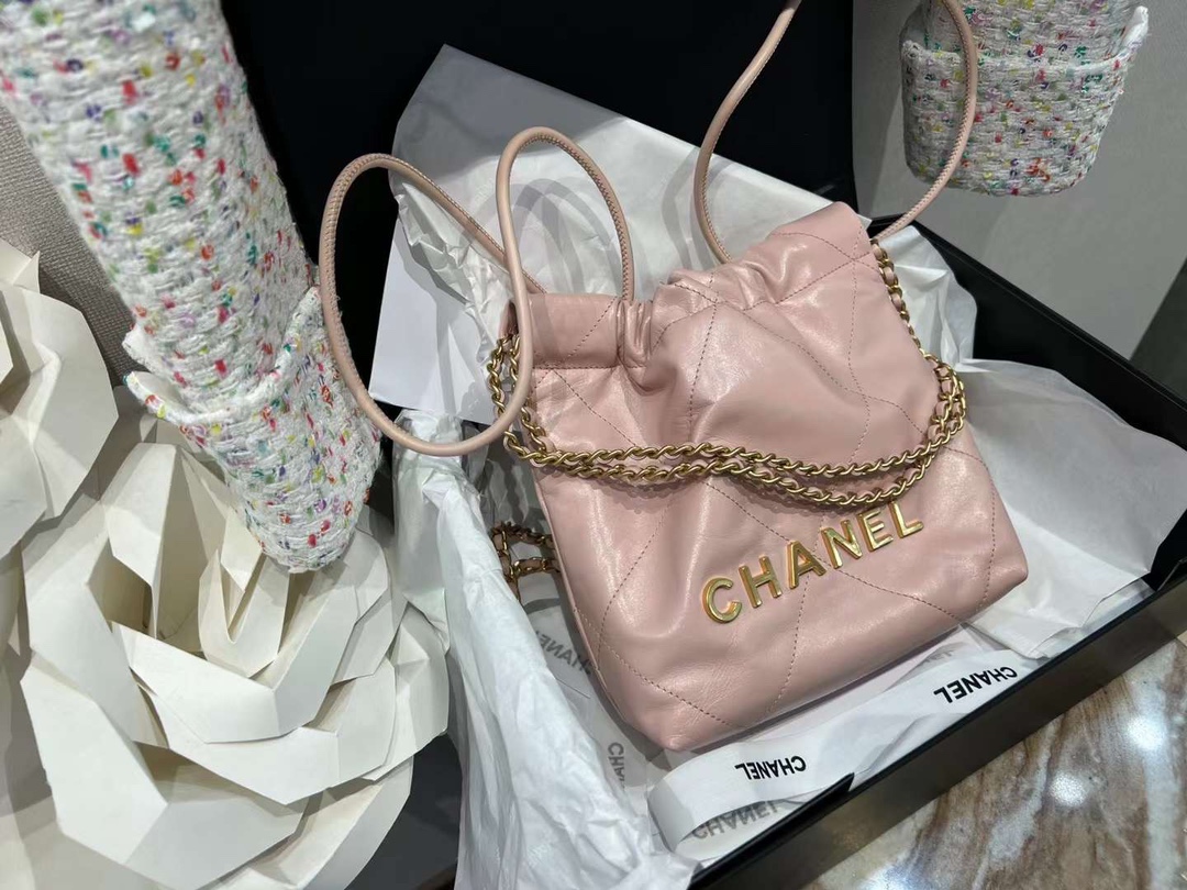 【P1880】Chanel包包批发 香奈儿2023新款链条单肩斜挎迷你22女包 粉色