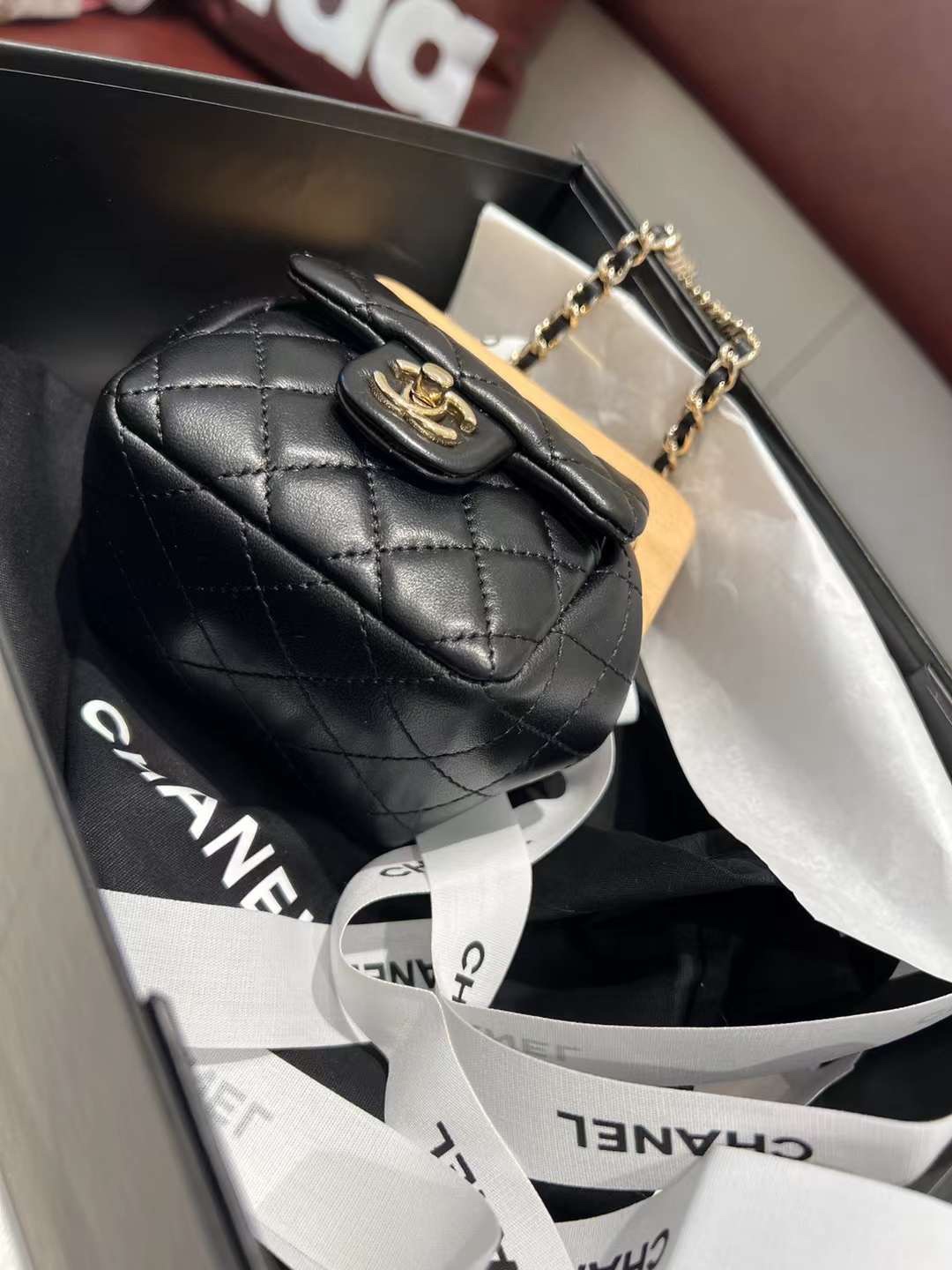 【P2180】香奈儿包包官网 Chanel Clutch Bag 木盒夹口包晚宴包手拿包 黑色